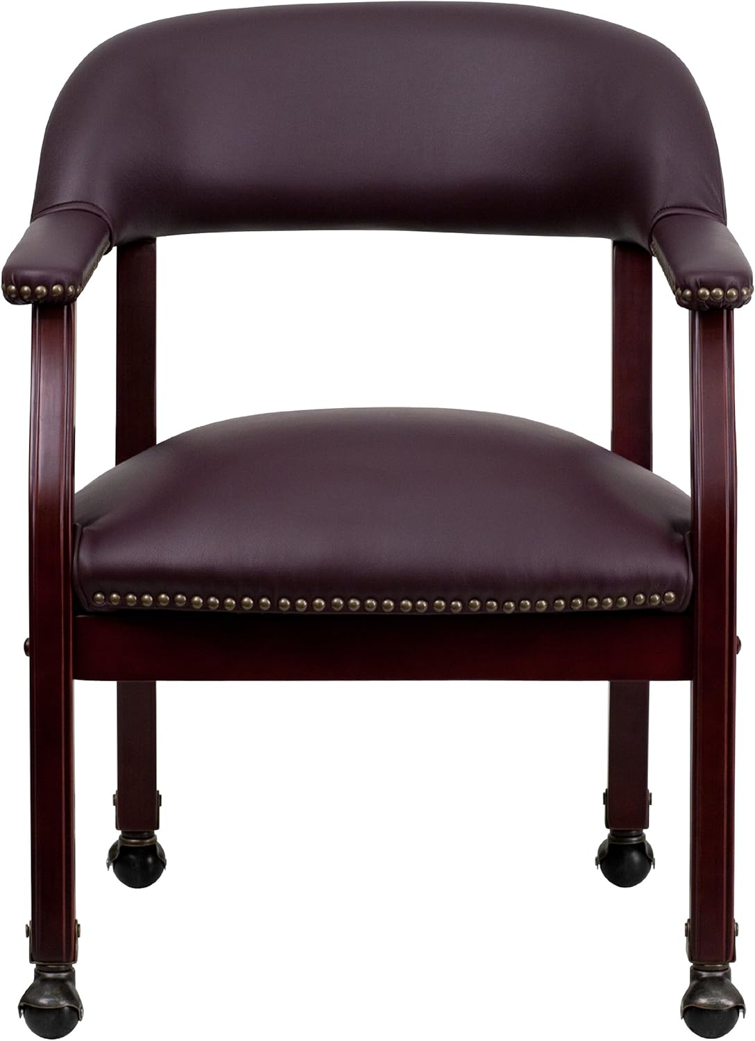 EMMA + OLIVER Burgundy LeatherSoft Conference Chair with Casters