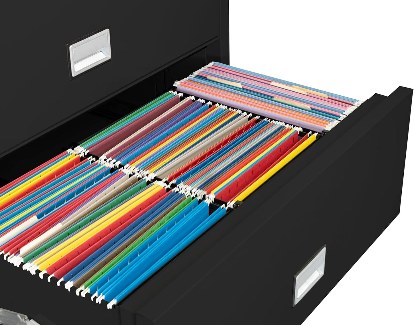 38 inch Wide 4-Drawer Lateral Fireproof File Cabinet – Legal and Letter Size Filing – Key Lock – Water Resistant – Fire Safe and Impact Rated – Black Finish – Model LAT4W38B