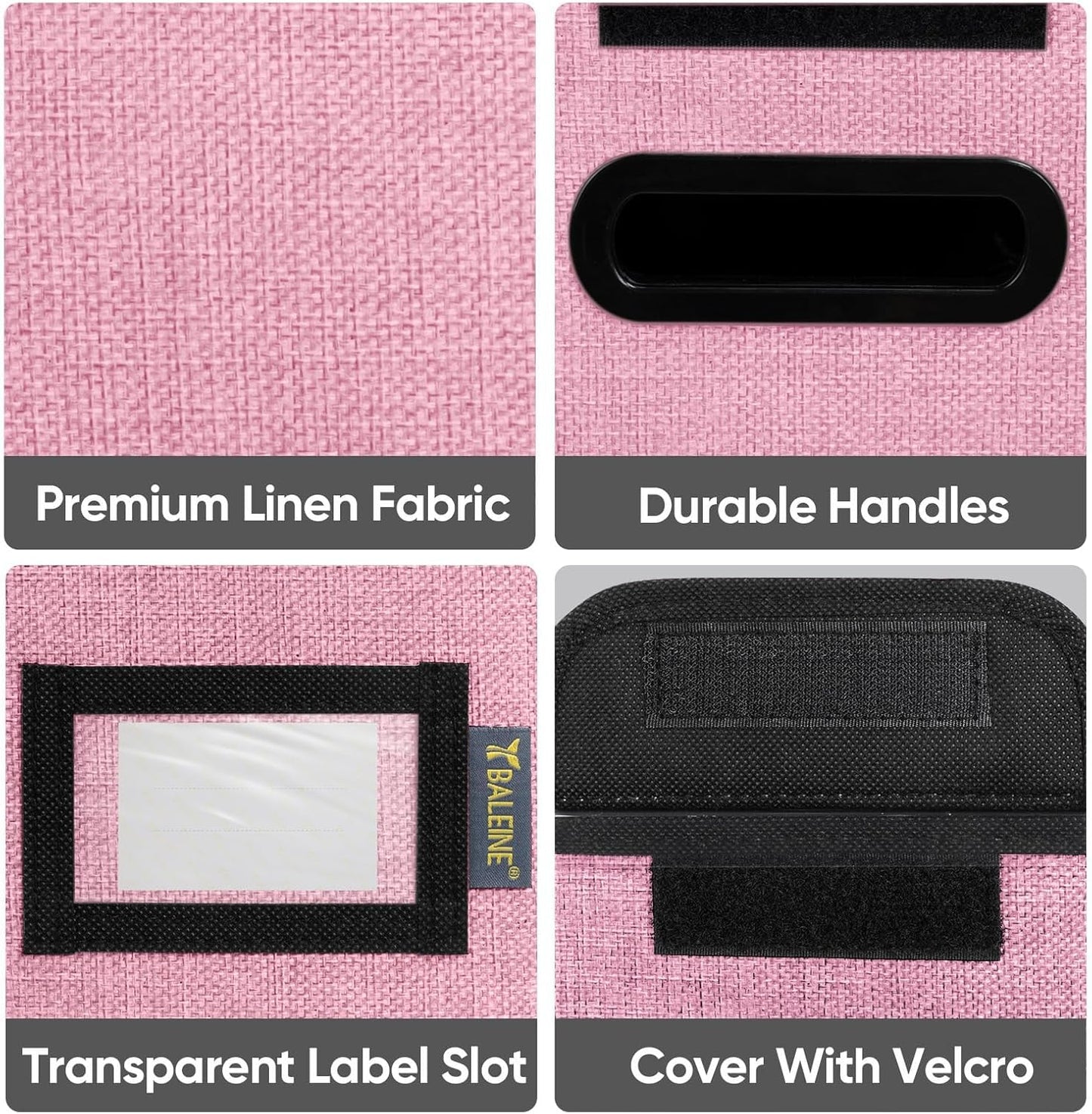 BALEINE File Organizer Box with Lid, Collapsible File Folder Organizer with Plastic Slide, Hanging File Folder Box for Office Document Storage (2 Pack, Pink, S)