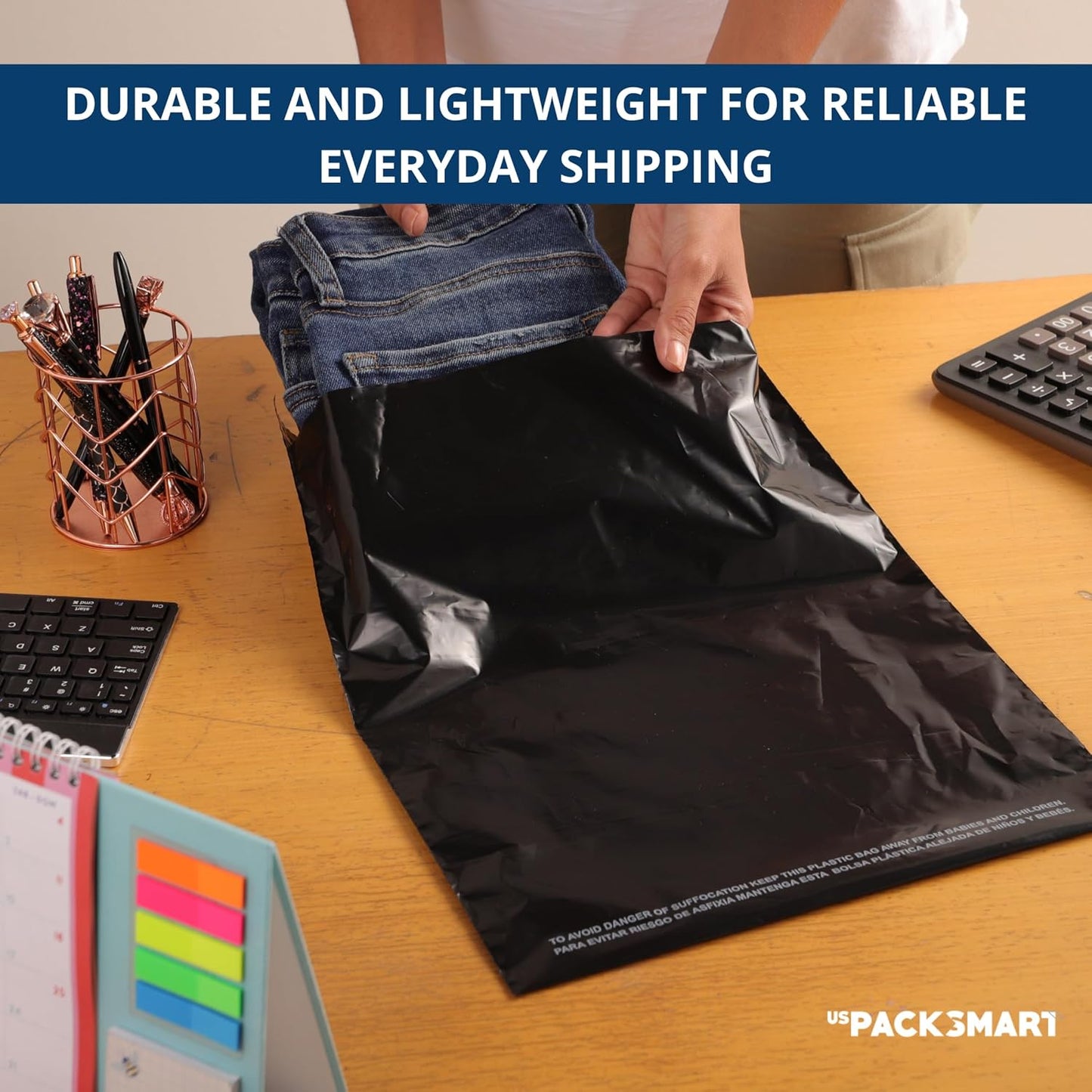 Black Plastic Poly Mailers 12"x15" | Shipping Bags for Clothing, Books & Accessories | Durable Shipping Envelopes | Waterproof and Tear-Proof with Strong Self-sealing Adhesive | 100-Pack