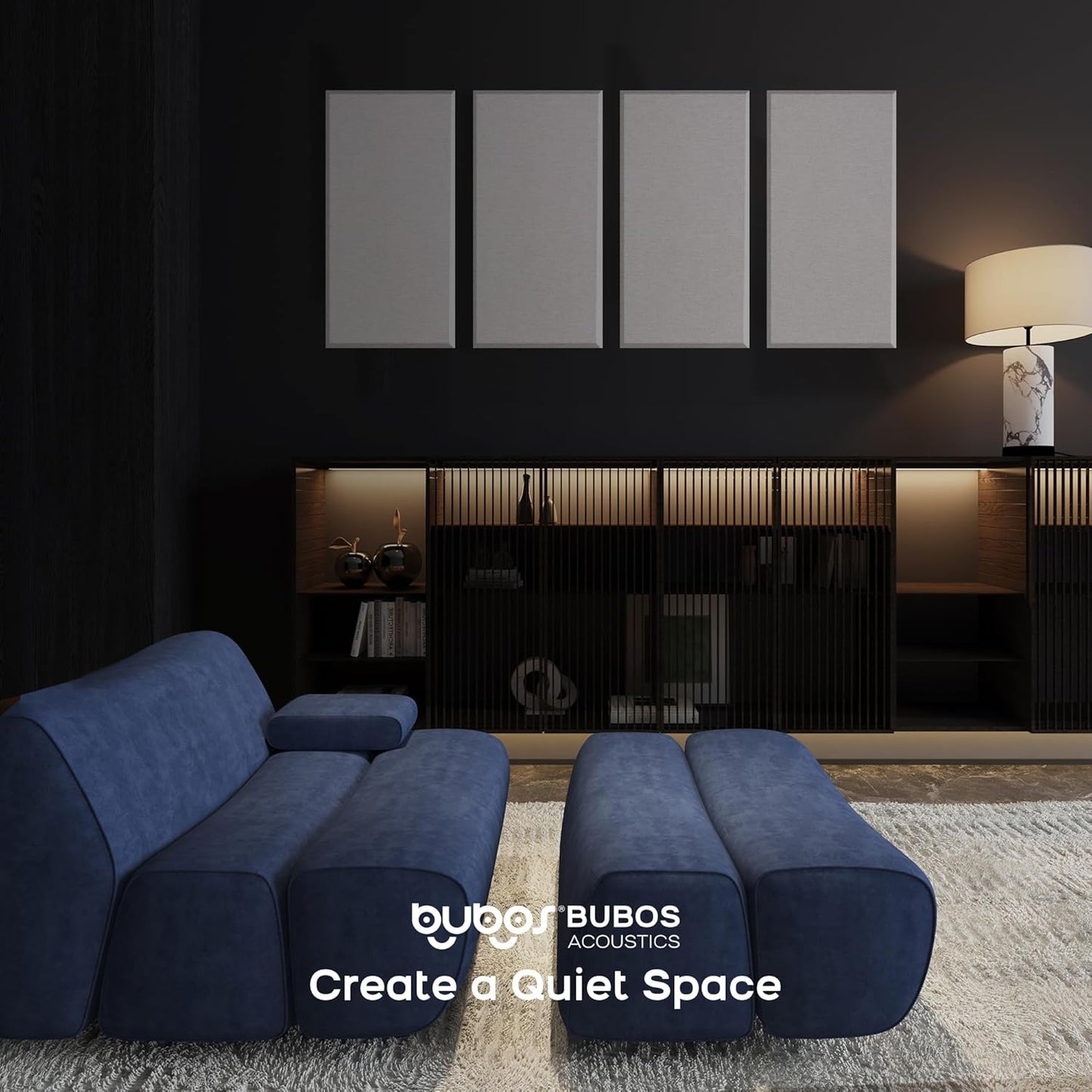 BUBOS 4 PCS Fabric Acoustic Panels,23.6''x11.8''x2'' Sound Proof Panels for Walls,Self-adhesive Soundproof Wall Panels for Echo Absorption for Home Studio Office,Standard CavityPro Linen