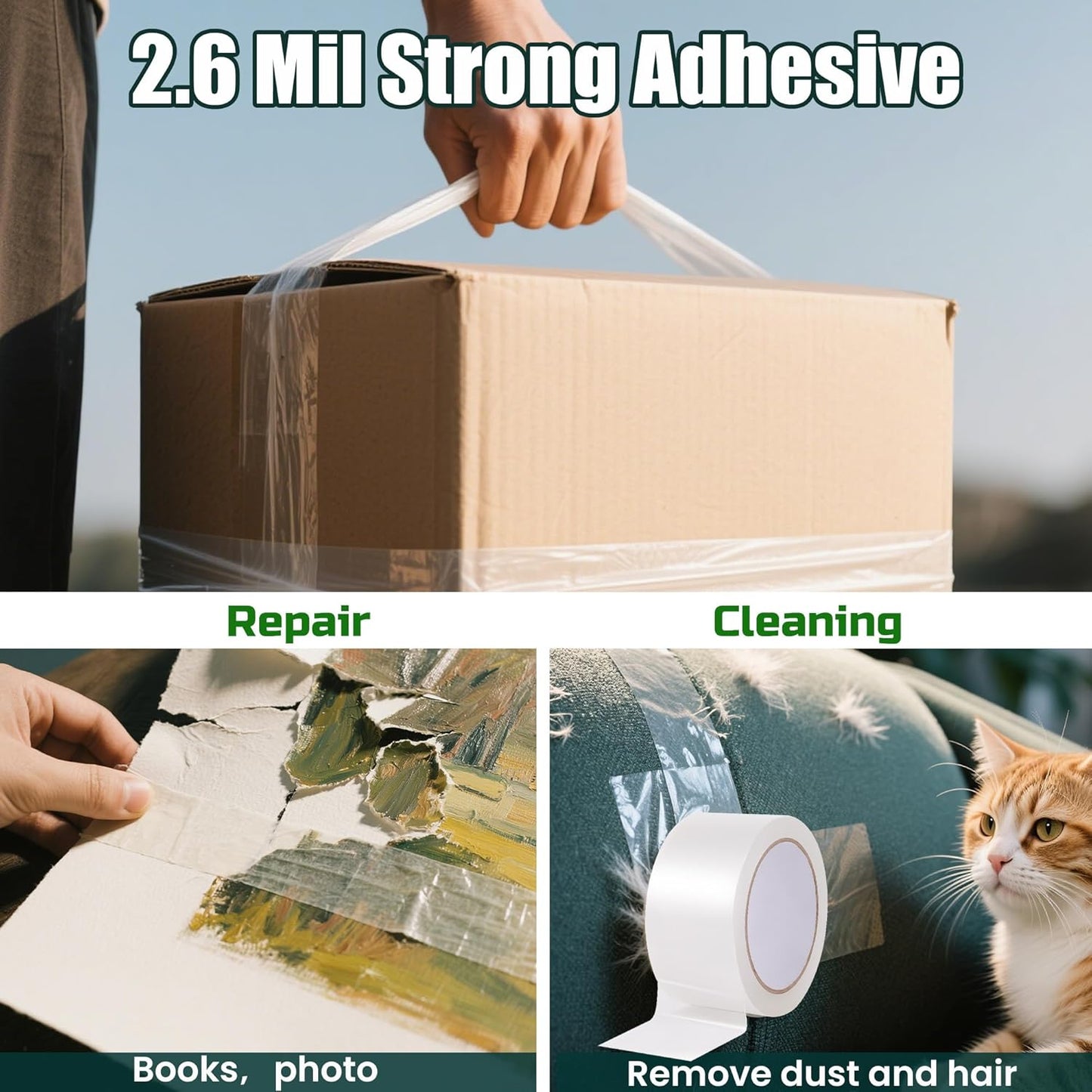 Lichamp Clear Packing Tape, 12 Rolls Heavy Duty Packaging Tape Refill for Moving Boxes, Mail Shipping Supplies, 1.88 inch x 55 Yard x 2.6 mil, A212TP