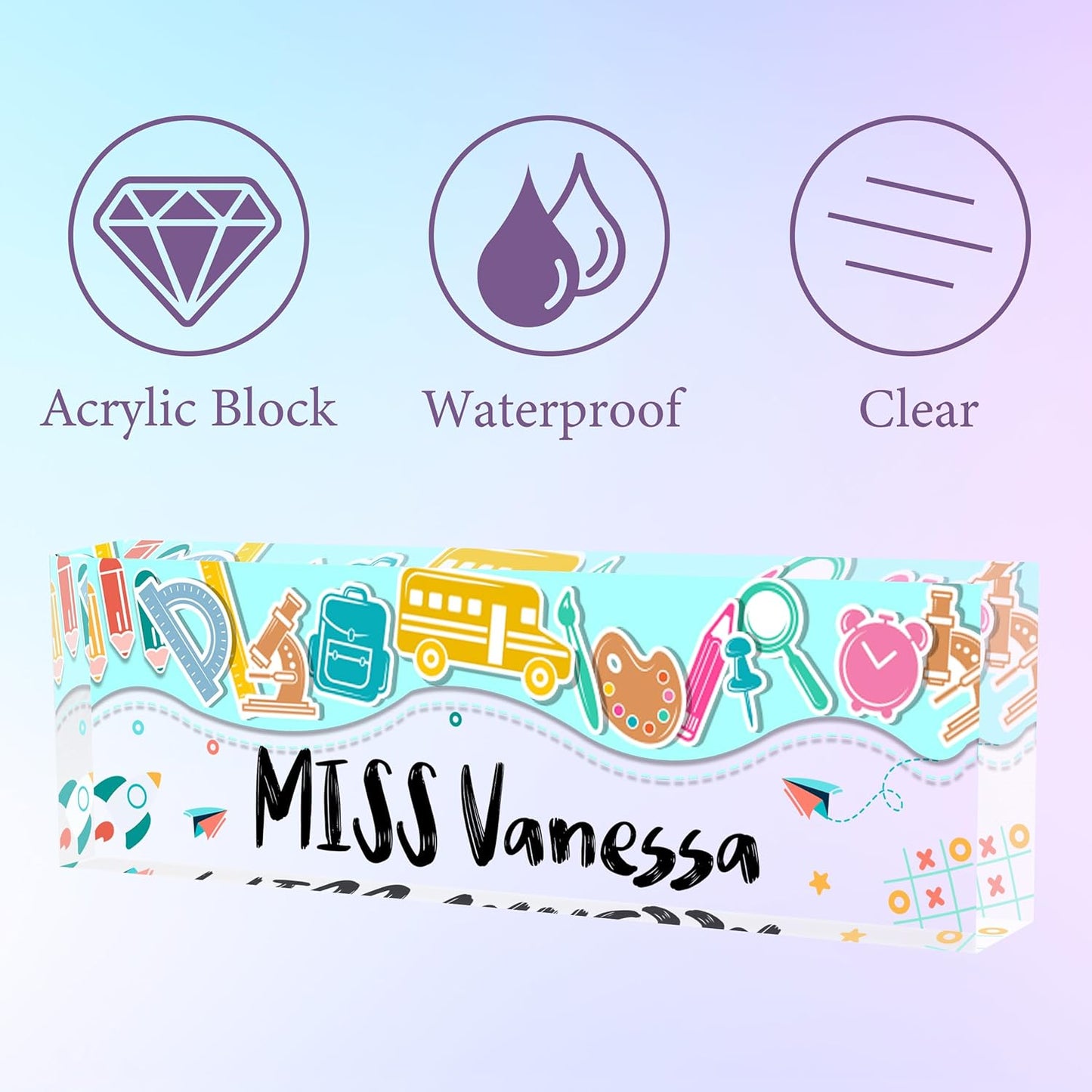 Office Desk Name Plate Personalized, Custom Name Plates for Desks, Name Plate Personalized for Office, Employee Appreciation Gifts (Kindergarten 4)