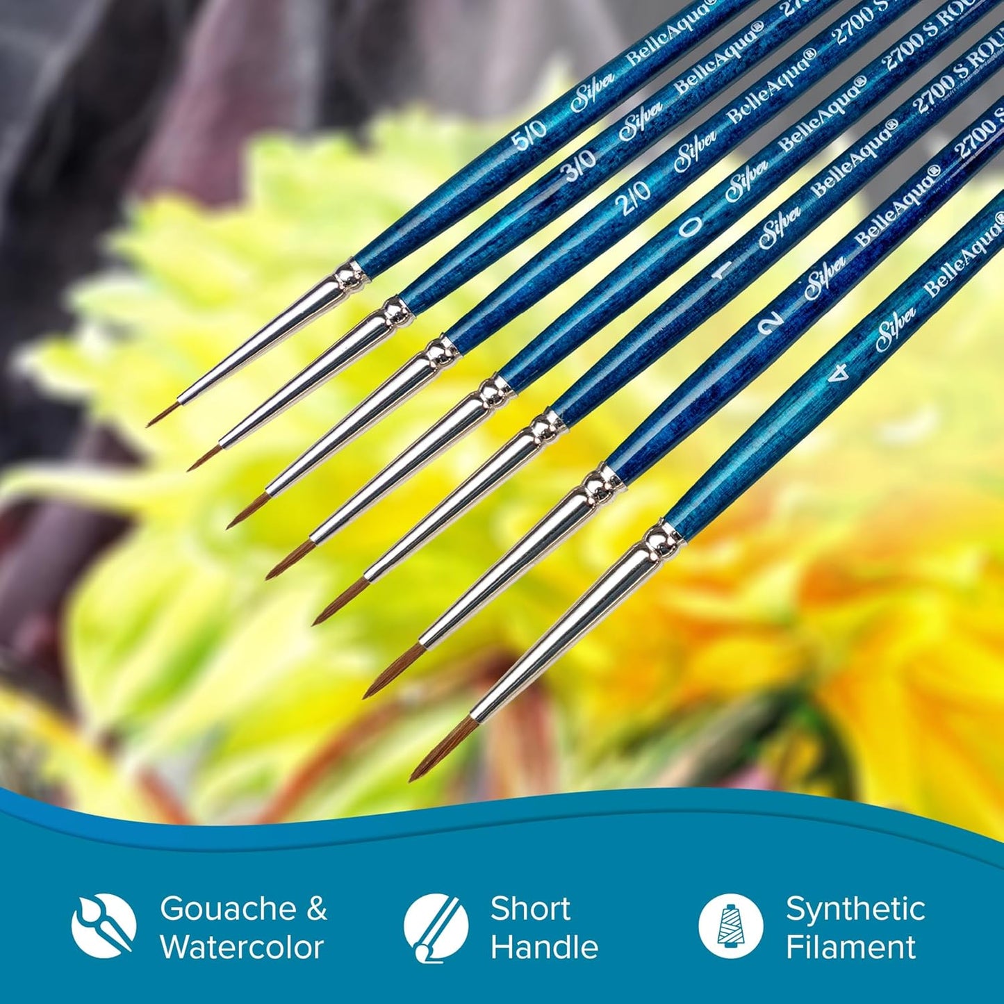 Silver Brush Limited BA-275 BelleAqua Creative Shape Filbert Brush Set, 2pc Professional Watercolor Brush Set, Premium Soft Synthetic Red Sable Filbert Paint Brushes Also for Gouache, Sizes 4 and 6