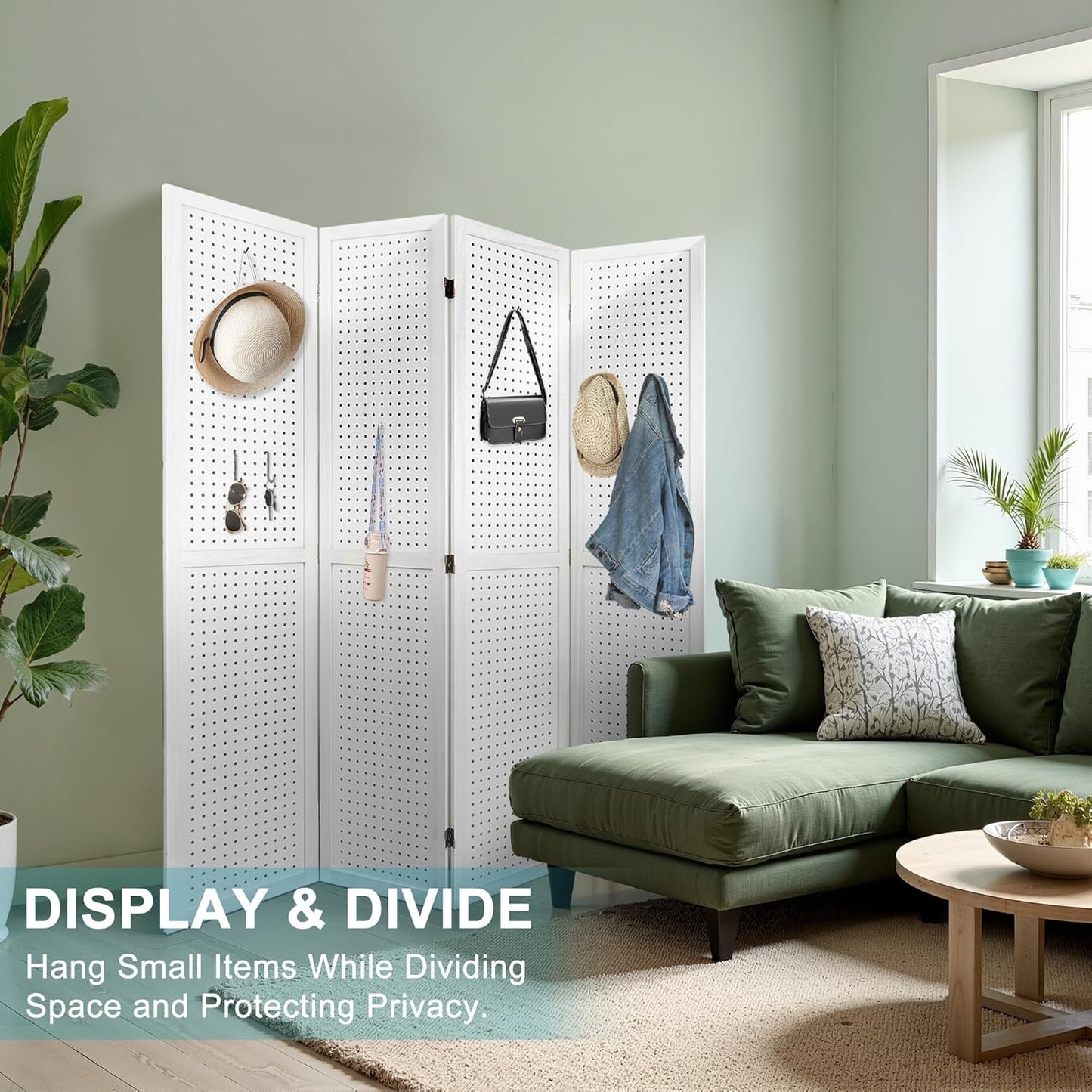4 Panel Room Divider, 5.6FT Folding Room Divider Screen, Free Assembled Freestanding Partition for Home Office Bedroom, White