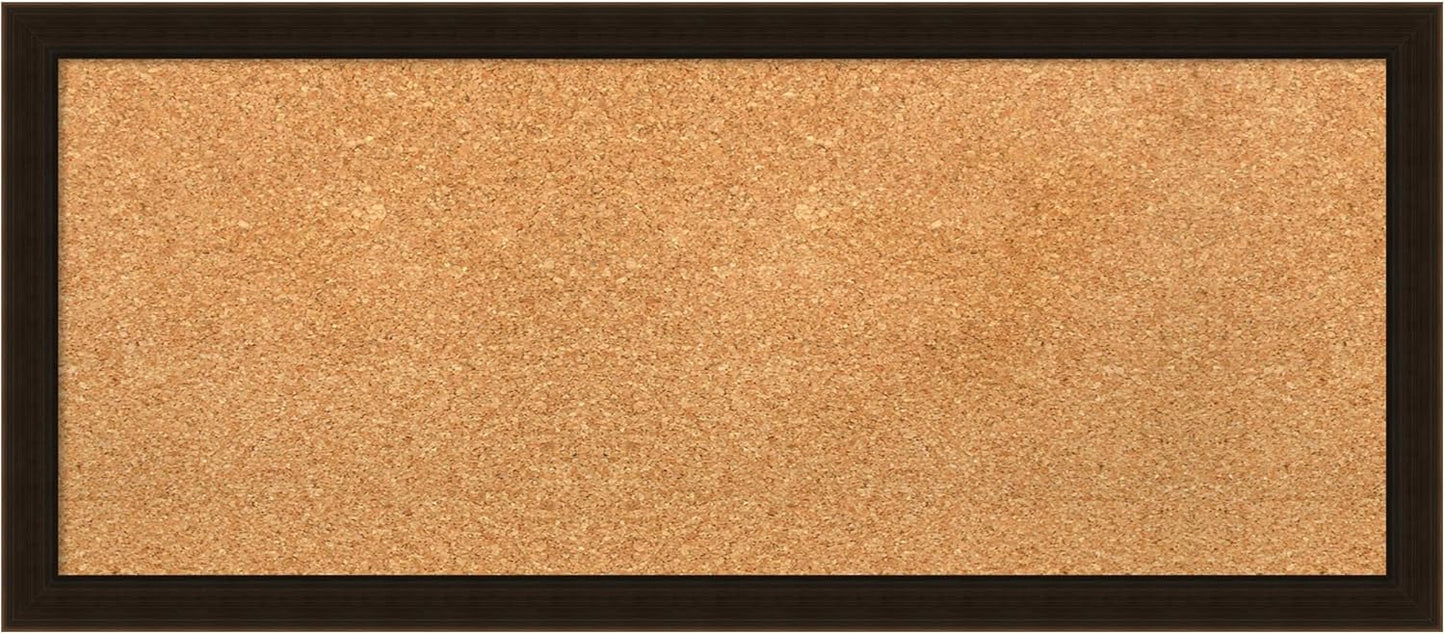 Amanti Art Natural Cork Board for Wall, 14x32 Vision Board with Brown Wood Frame, Medium Corkboard Office Decor for Home Organization, Rustic Farmhouse Corkboard Pinboard to display items for home
