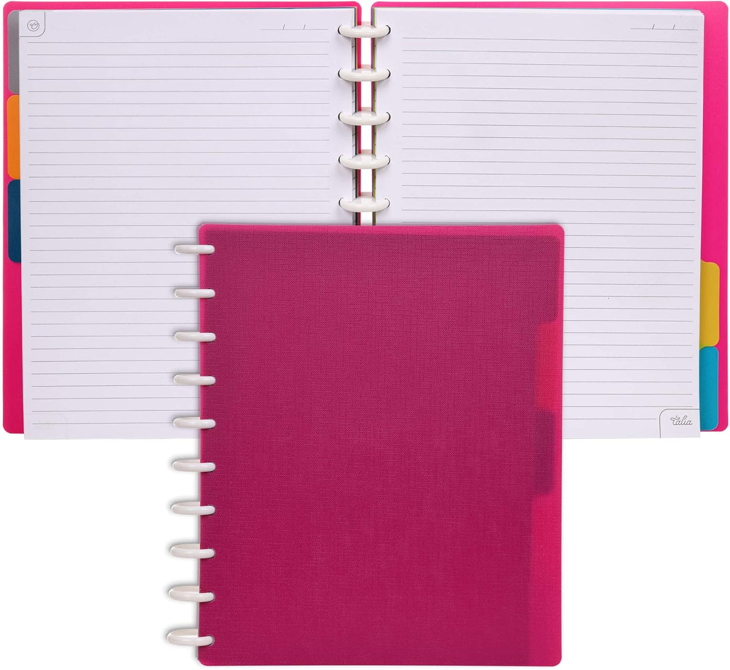 Talia Discbound Notebooks, Planner, Customizable, (90's Pink, Midsize (7.5in x 9.75in))