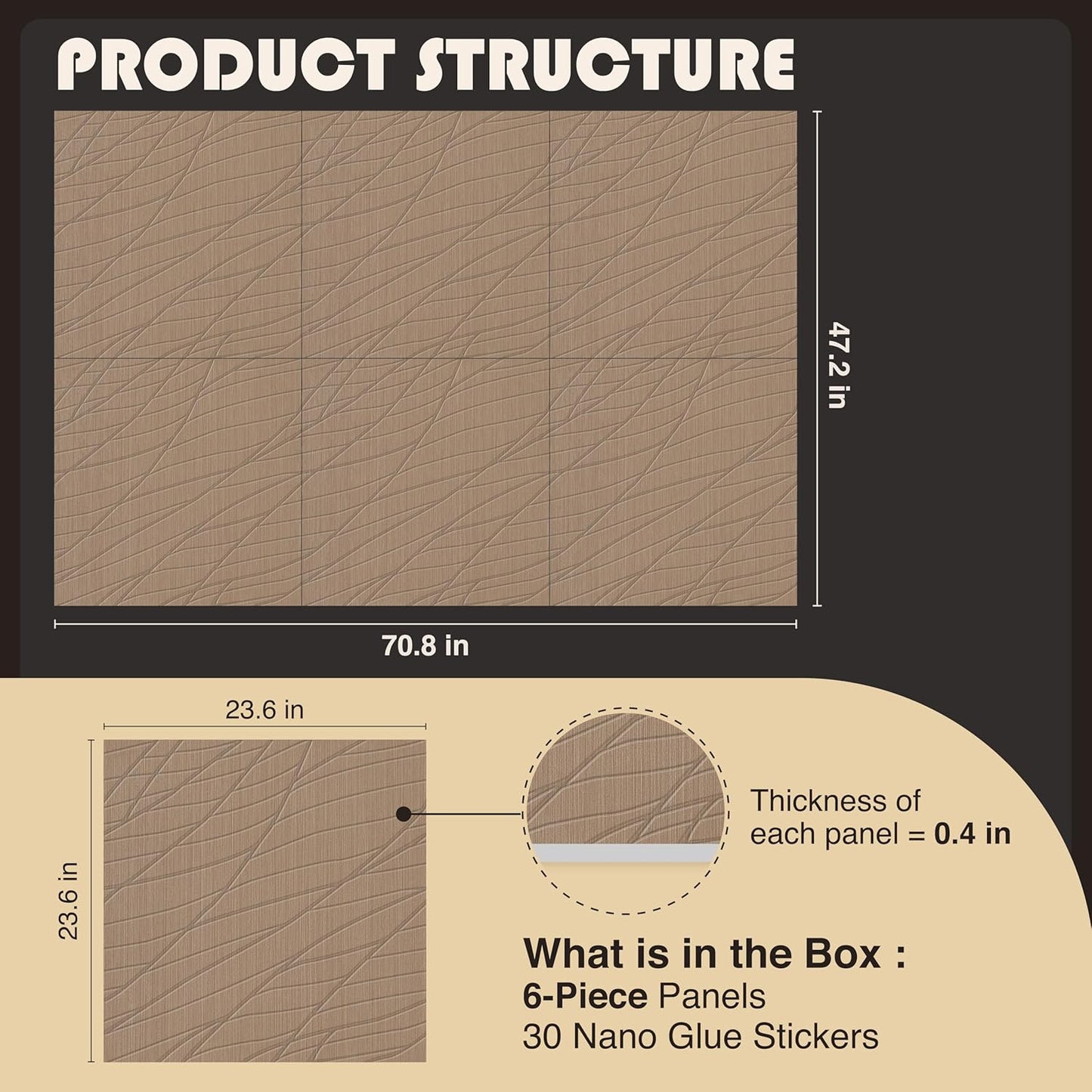 6 PCS Acoustic Panels, 23.6x23.6 Inch Sound Absorbing Panels, Decorative Acoustic Wall Panels for Recording and Home Studio, Office with Double-Sided Adhesive Tape