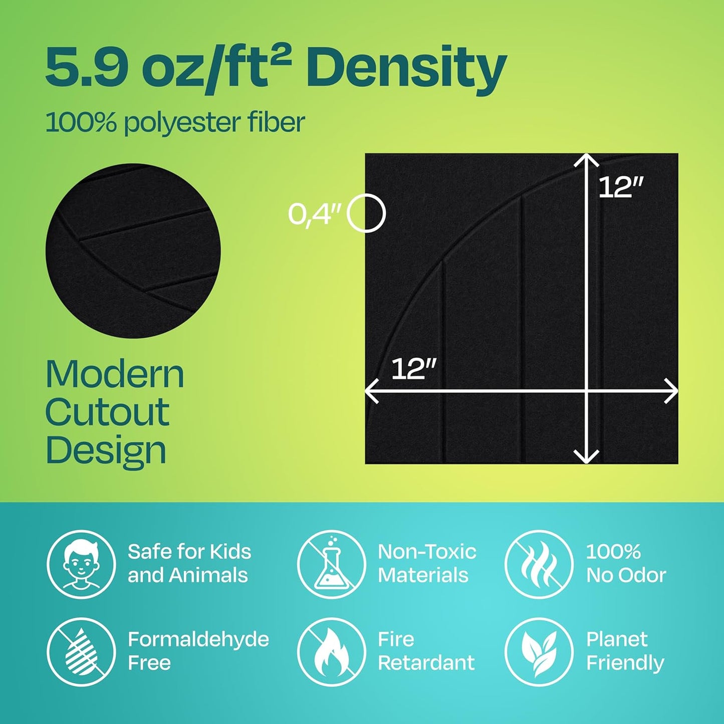 Acoustic Panels 12-Pack Soundproof Wall Panels 12"x12"x0.4" Decorative Sound Dampening for your Home, Office, Studio, Bedroom & More with Unique ModuArc Carving [Deep Black]