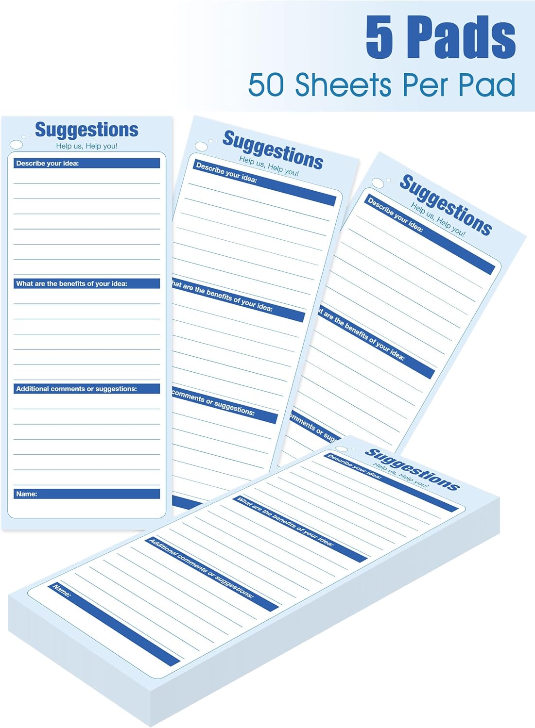 KYODOLED 250-Sheet Suggestion Cards for Suggestion Drop Box, 3.15” x 8.5” Blank Suggestion Form for Customer Feedback, Comment, Improvement for Small Businesses Supplies, Restaurants, Church