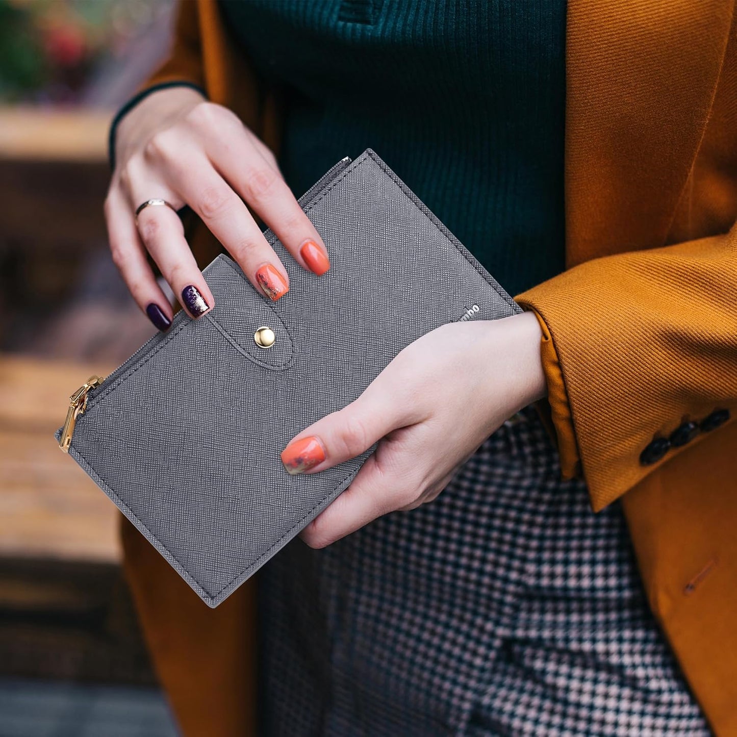 Travelambo RFID Wallet Women Large Size Bifold Multi Card Wallet Case with Zipper Pocke Credit Card Holder for Women