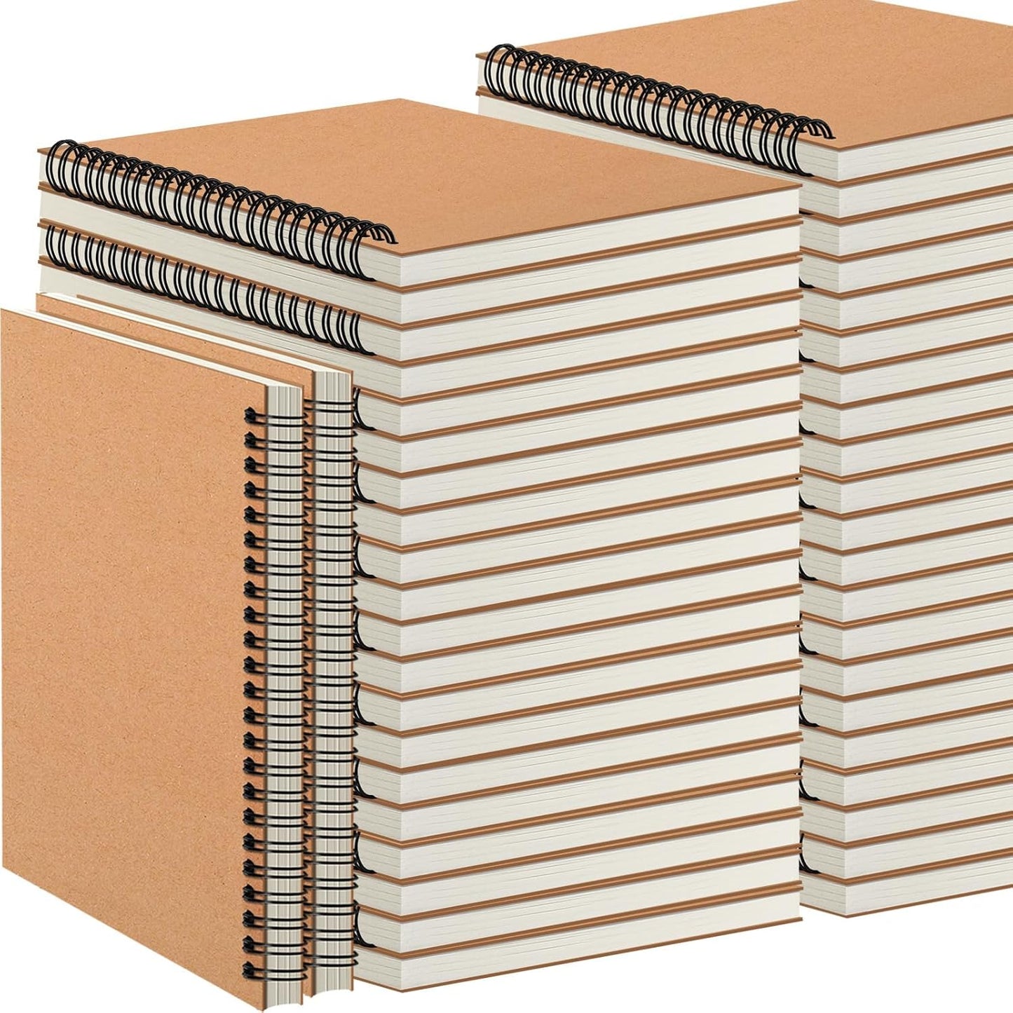 YOTNUS 60 Pcs A5 Spiral Notebooks Journal with Kraft Cover, 5x8 Inches, Ruled Lined Paper, for Work, Sketches, Study, Notes Taking, Gifts, Brown (60 PCS(Lined)