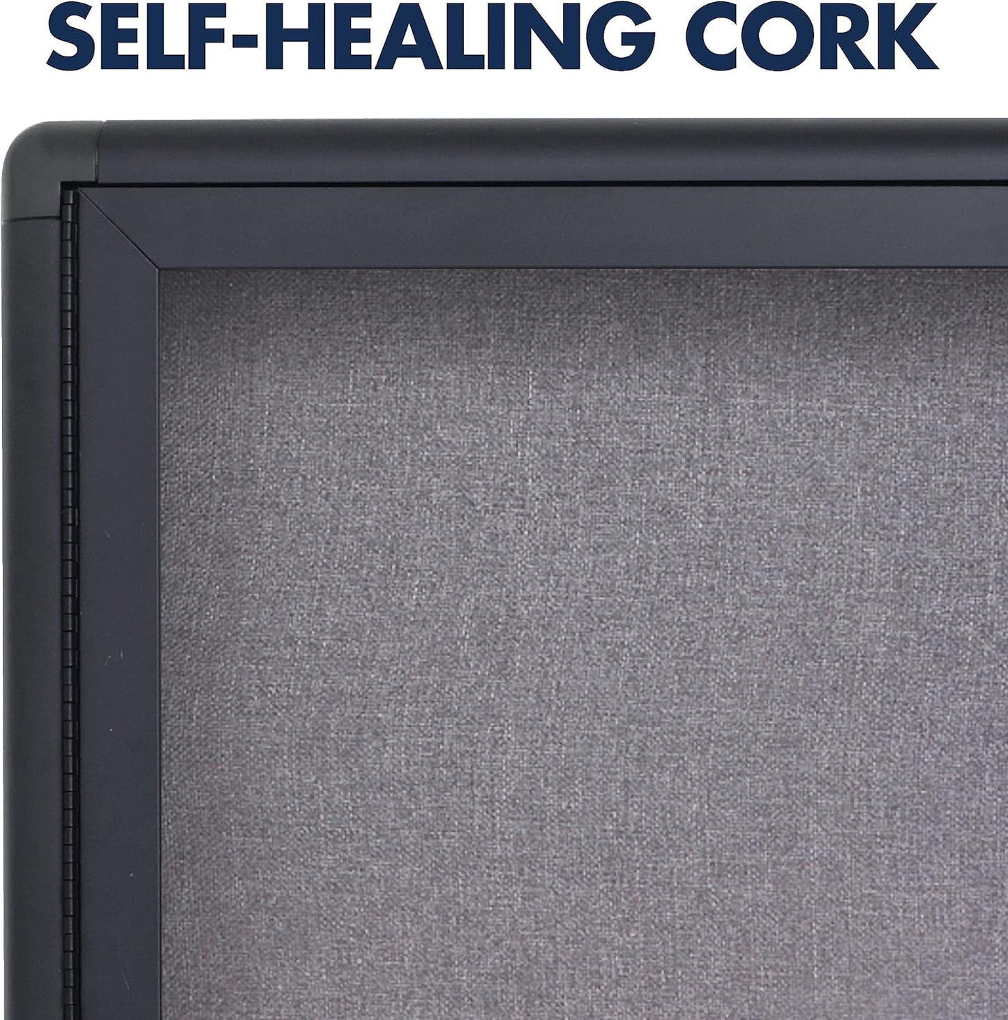 Quartet Enclosed Fabric Bulletin Board, 4 x 3 Feet, 2 Doors, Black Frame with Gray Fabric (2364L)