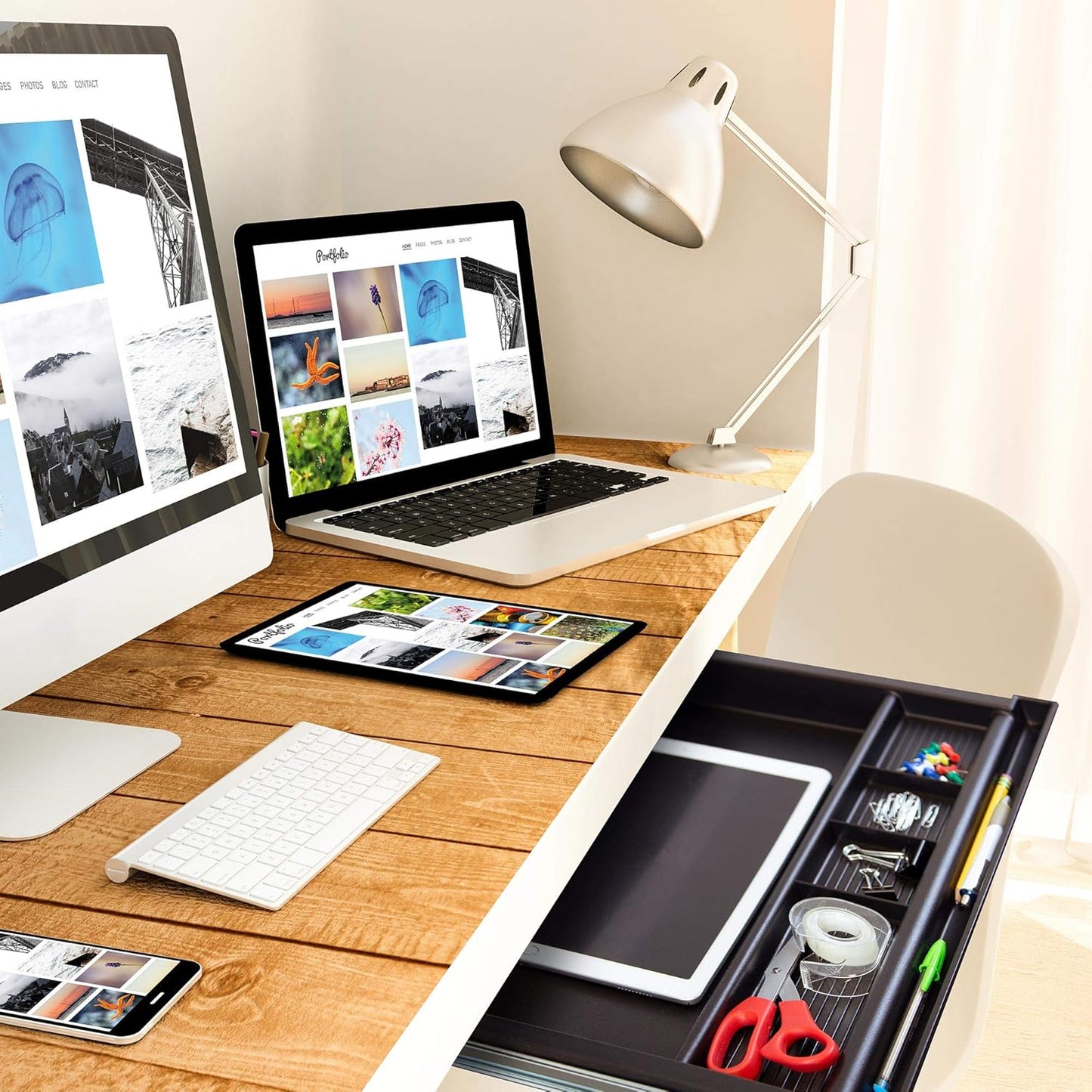 MOUNT-IT! Large Under Desk Pencil Drawer | 21.25” Width | Ball Bearing Slides Out Tray Organizer for Paper, Pencil, and Office Accessories (BLACK)