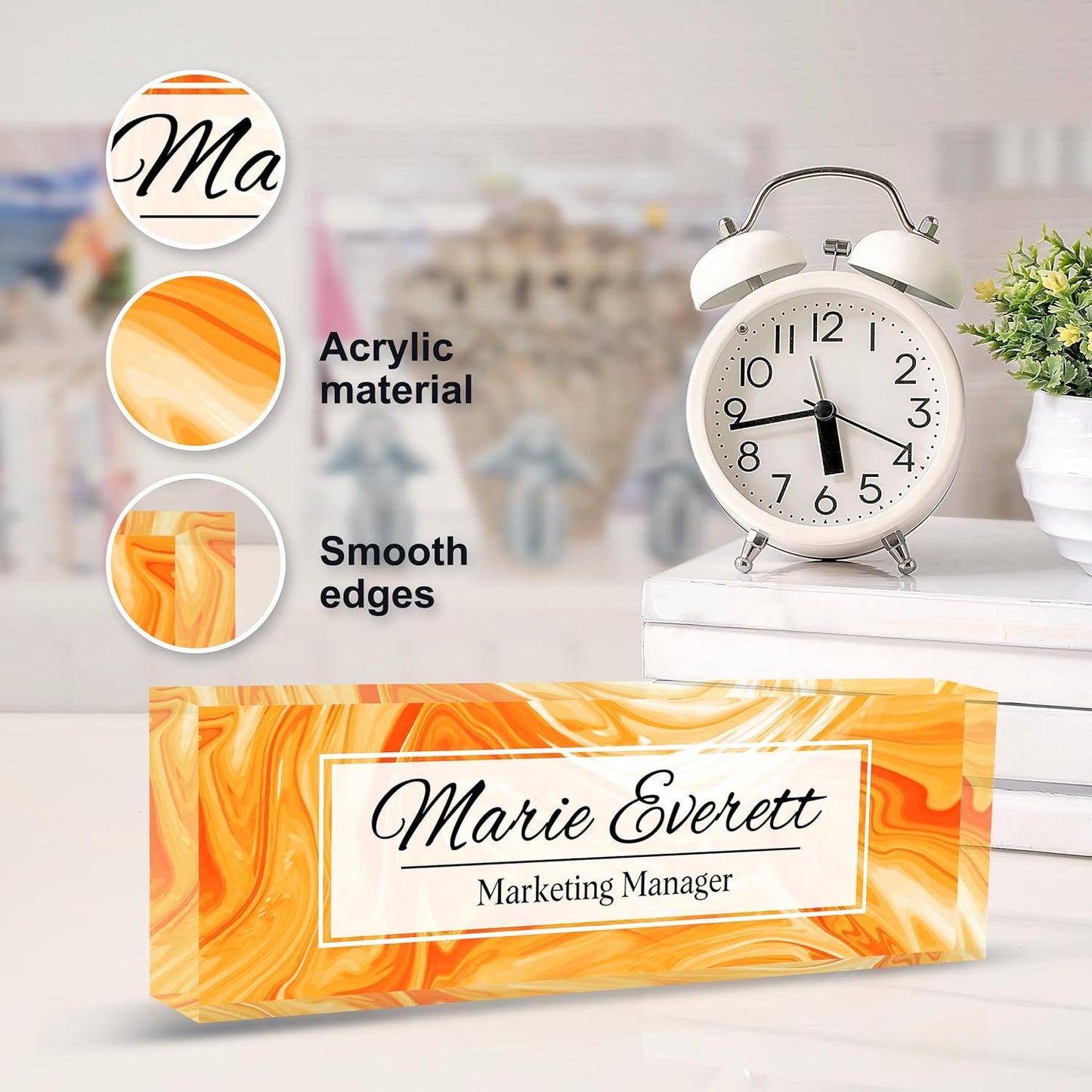Custom Orange Acrylic Office Accessory | Personalized Boss Appreciation Gift