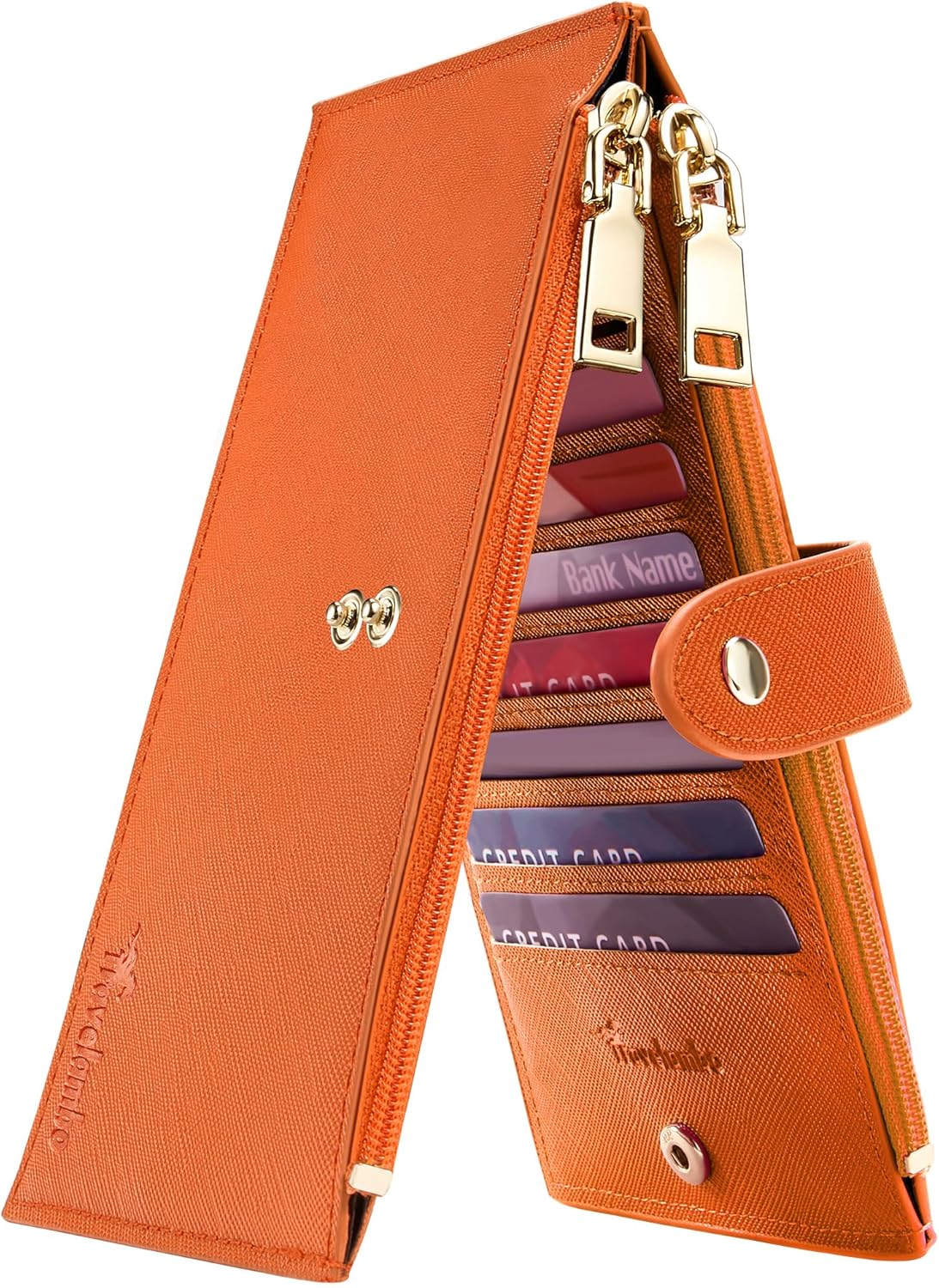 Travelambo RFID Wallet Women Large Size Bifold Multi Card Wallet Case with Zipper Pocke Credit Card Holder for Women
