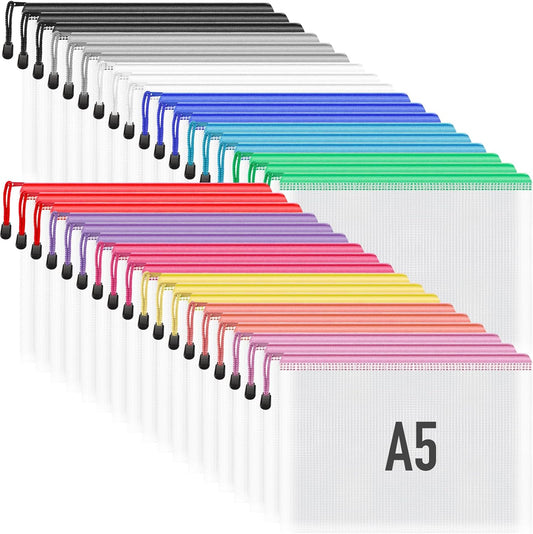 Umriox Small Zipper Pouch, 9.5x7.1 in (12 Colors, 36 Packs), Mesh Bags with Zipper, Storage Bags, Zipper Bags for Office Supplies Travel Storage