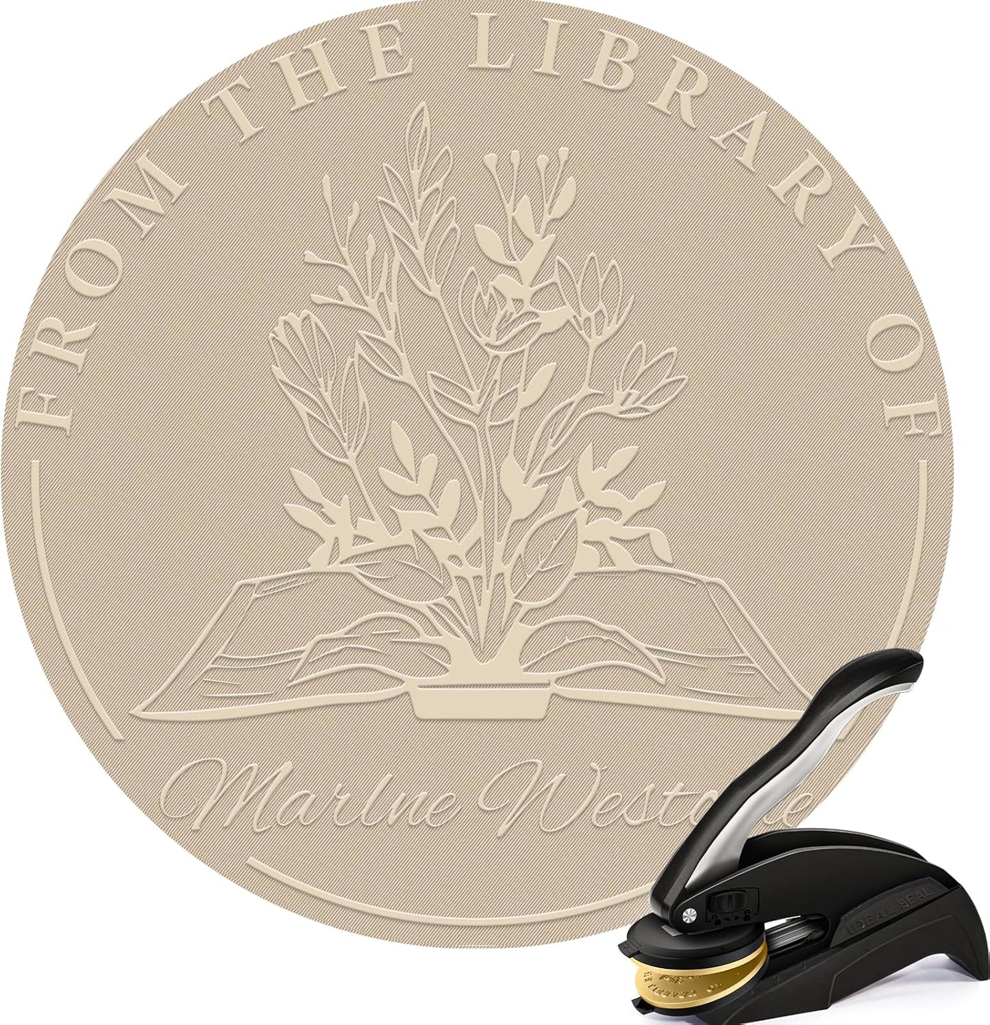 Custom Book Embosser | Book Embosser Personalized | Self-Inking Stamp | from The Library of Book Stamp Customized Stamps (Flowers 2)