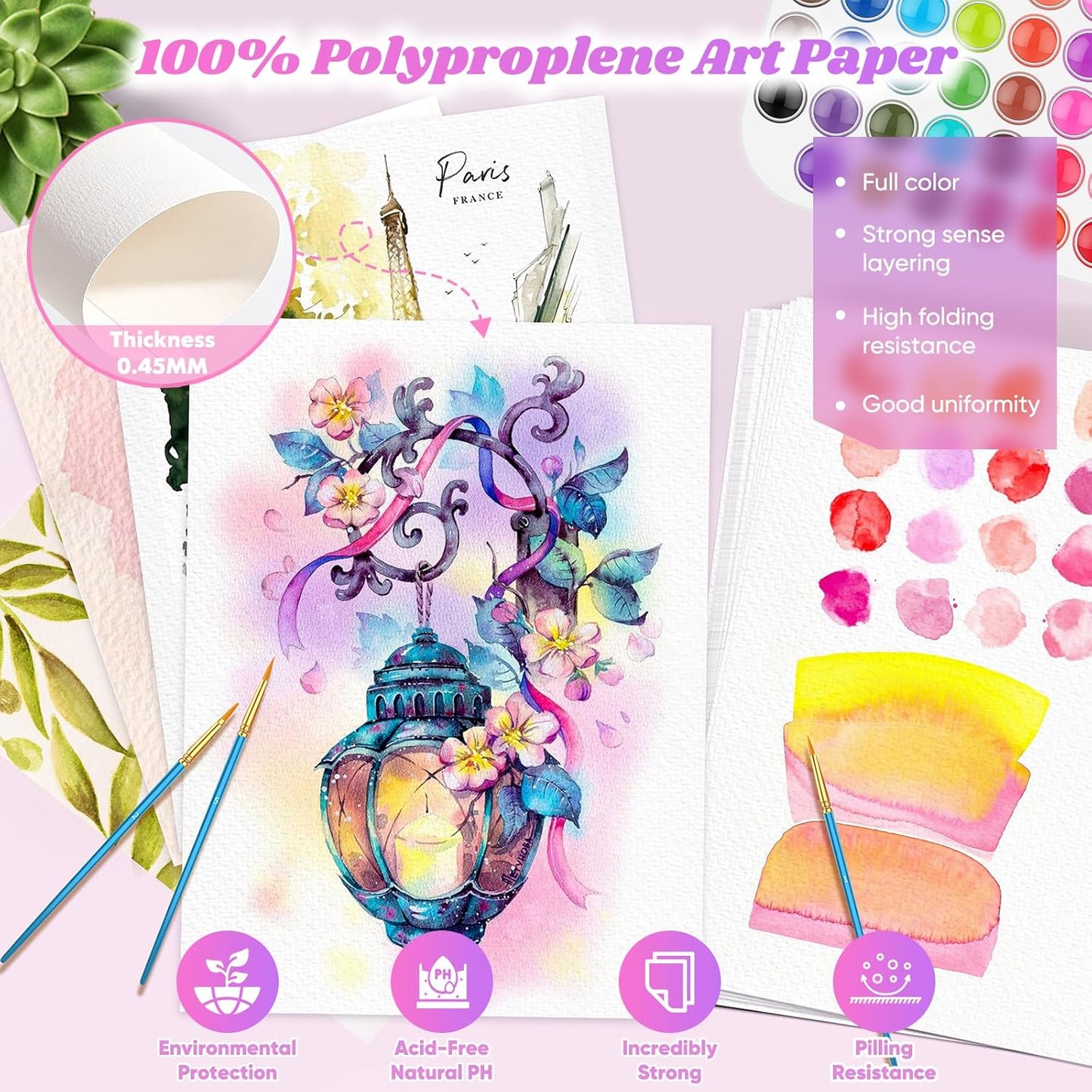 8.5"x11" Watercolor Paper, Easter Basket Stuffers, Valentine Gift Card, 140lb/300gsm Water Color Paper for Drawing, Coloring, Painting, Sketching, Crafting, Art Office School Supplies for Kids Adults