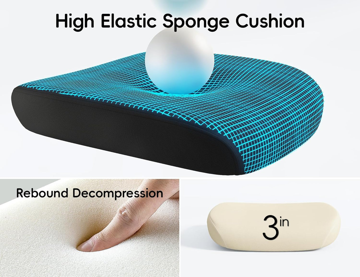 TRALT Office Chair - Ergonomic Office Chair with Back Support, Computer Chair - Home Office Desk Chairs, 330lbs Wide Seat Big and Tall Office Chairs with Headrest, Comfy Desk Chairs (Black)