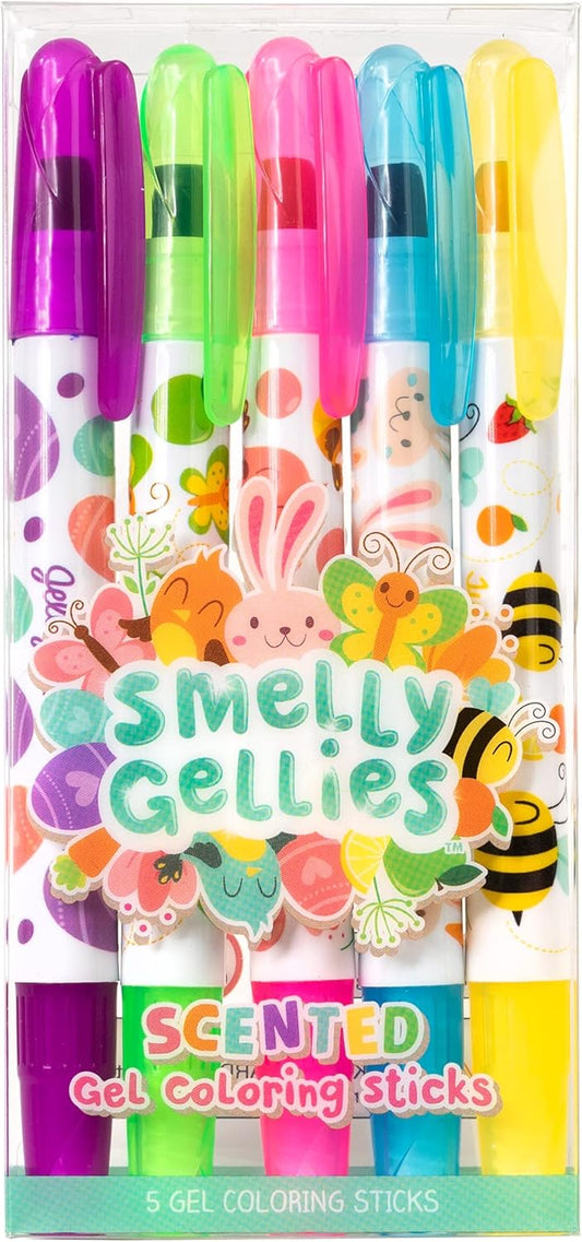 Scentco Spring Smelly Gellies - Patented Gourmet Scented Glidewrite Gel Coloring Sticks, Crayons, Highlighters - 5 Count - Gifts for Kids