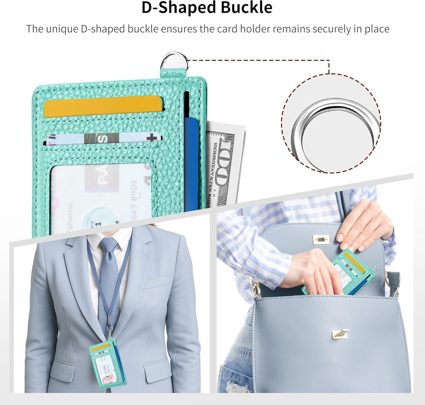 Mayski Slim Wallet, Credit Card Holder for Women, Minimalist Front Pocket RFID Blocking Card Cases, Small Wallet Women Men(Litchi Ocean Green)