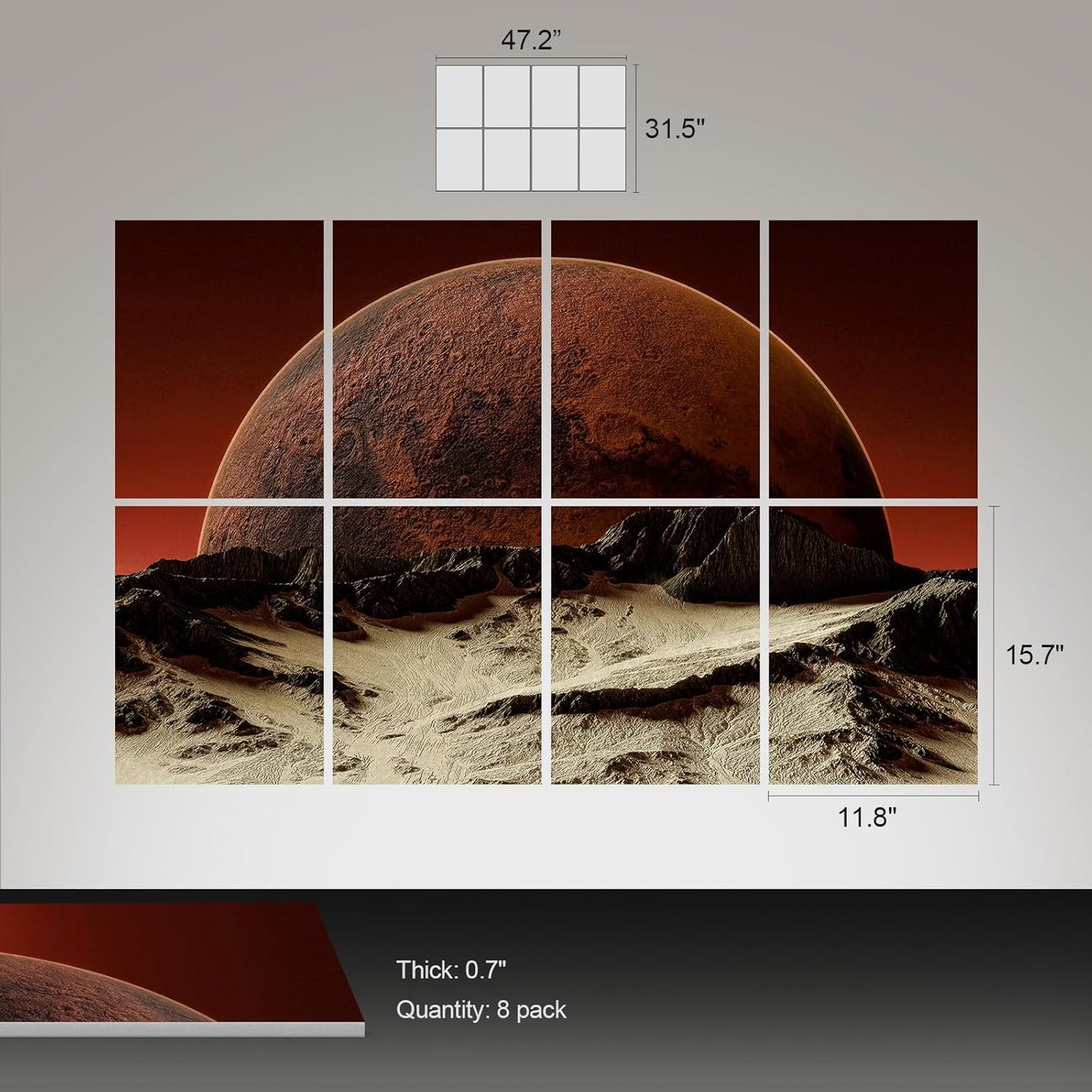 UMIACOUSTICS 8 Pcs 0.7Inch Thick Art Acoustic Panels, Total 47.2” x 31.5” Decorative Acoustical Wall Panels, Sound Absorbing Art Panels for Home, Office, Hotel, Recording Studio, Phobos Rock