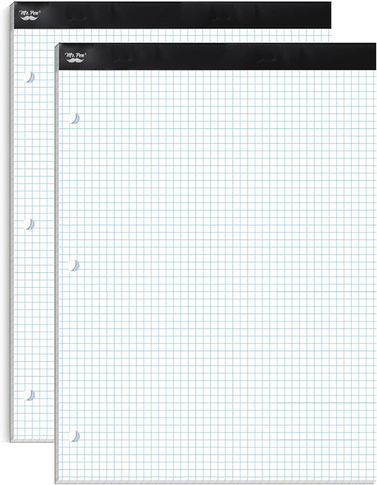 Mr. Pen- Graph Paper, 2 Pack of 55 Sheets, 8.5"x11", 5x5 (5 Squares Per Inch), 3-Hole Punched, Graphing Paper, Grid Paper Pad, Math Graph Paper Pad, Drafting Paper, Computation Pads, Math Paper