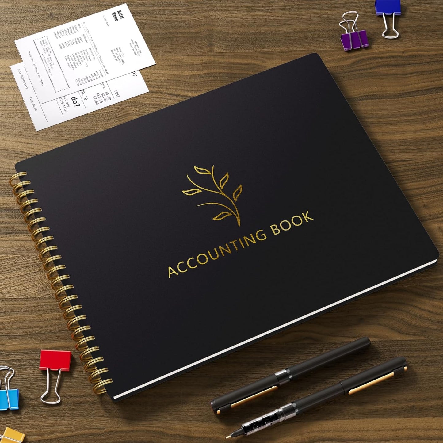 Accounting Ledger Book for Small Business Bookkeeping & Personal Use, Horizontal Expense Tracker Notebook for Family Budget, Bookkeeping Record Book Money Expense & Income Log Journal, Black