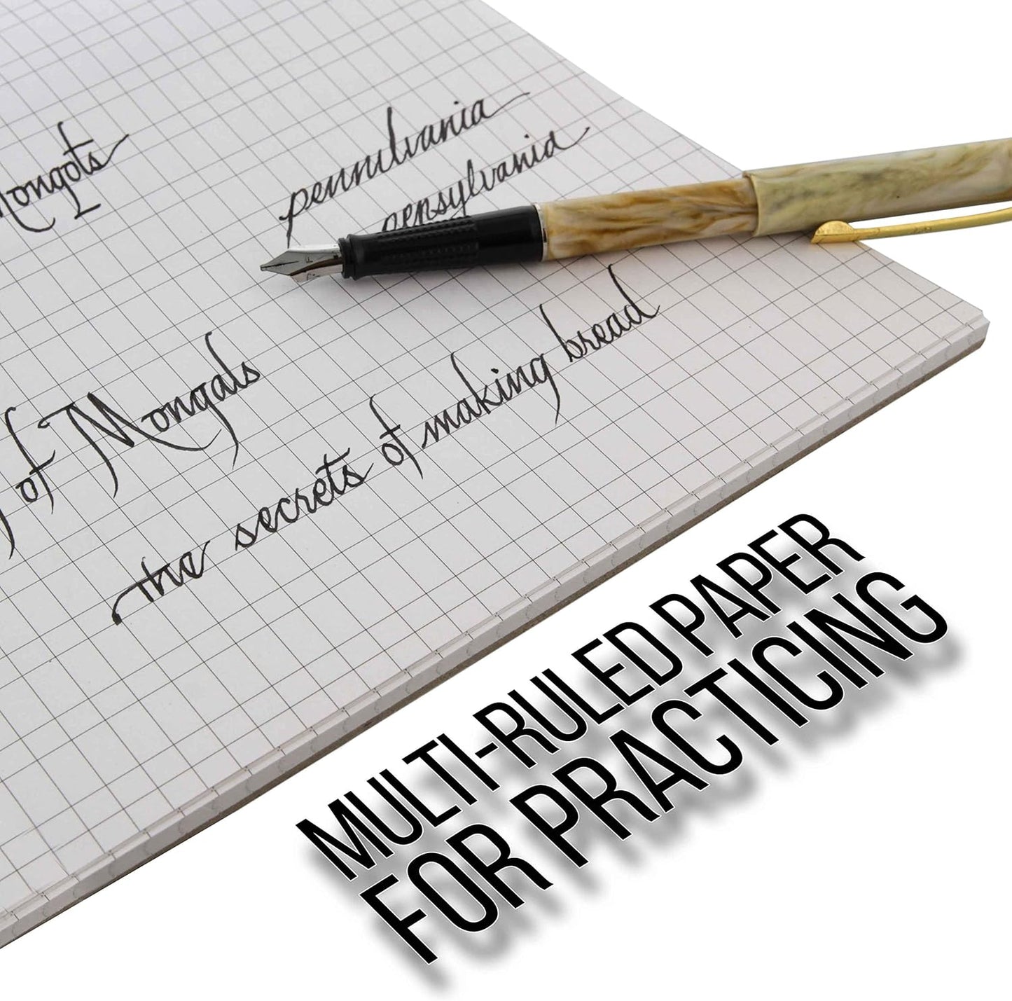U.S. Art Supply (Pack of 2 Pads) - 9" x 12" Premium Calligraphic Practice Paper Pad, 19 Pound Bond (70gsm), Pad of 50-Sheets, Calligraphy Paper with Printed Practice Rule and Slanted Grid