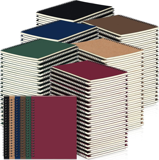 Spiral Notebook Bulk A5 College Ruled Journals Notebooks Lined 8.3 x 5.5 Inch Note Books Writing Thick Paper Notebook for Christmas Office Business School Gifts Supplies(Classic Colors, 72 Pcs)