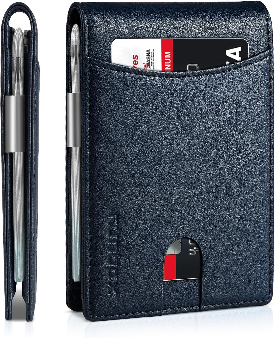 RUNBOX Money Clip Slim Wallets for Men RFID Blocking 11 Card Holder Minimalist Small Leather Bifold Men's Front Pocket Wallet Gift Box