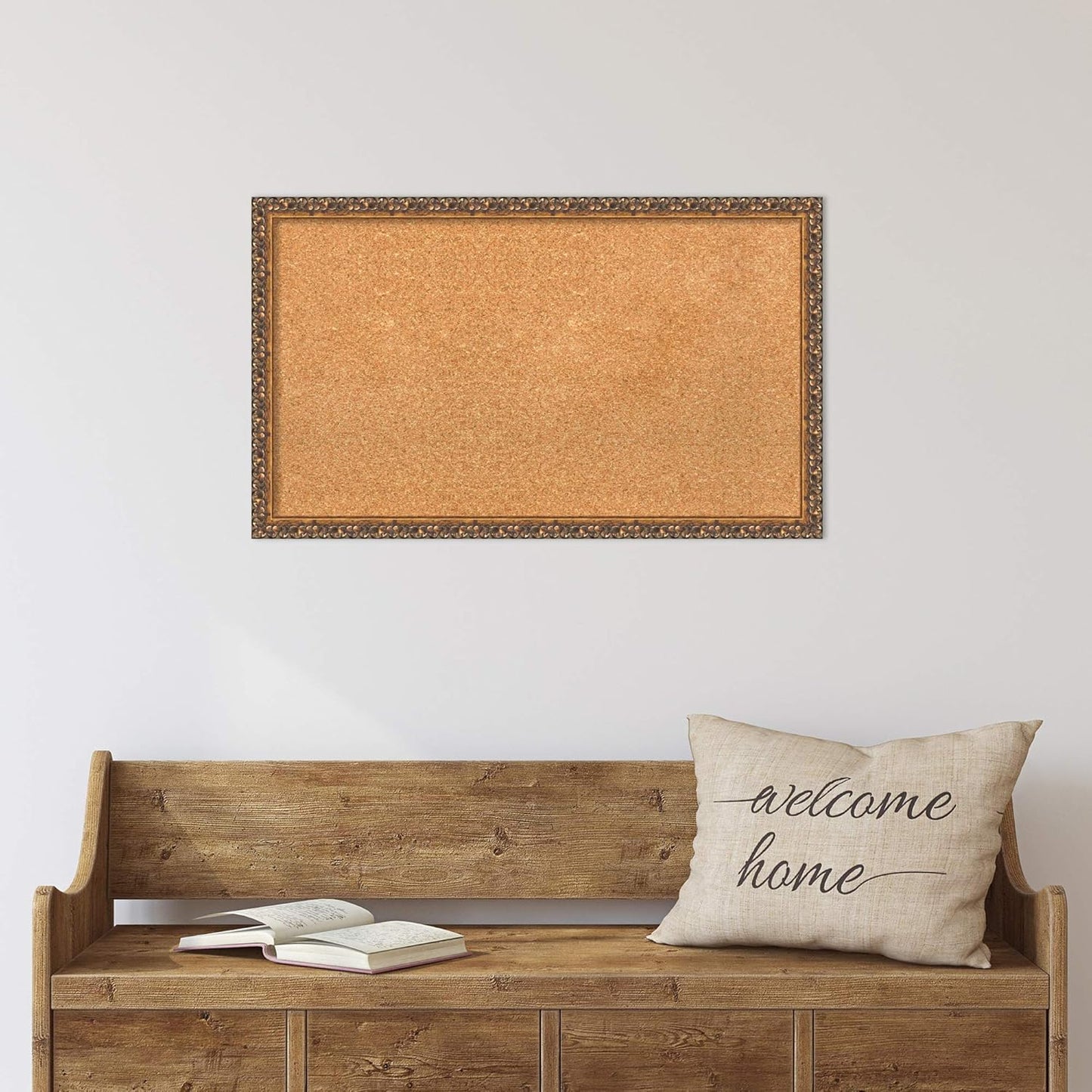 Amanti Art Natural Cork Board for Wall, 18x30 Vision Board with Bronze Frame, Medium Corkboard Office Decor for Home Organization, Traditional Corkboard Pinboard to Display Items for Home