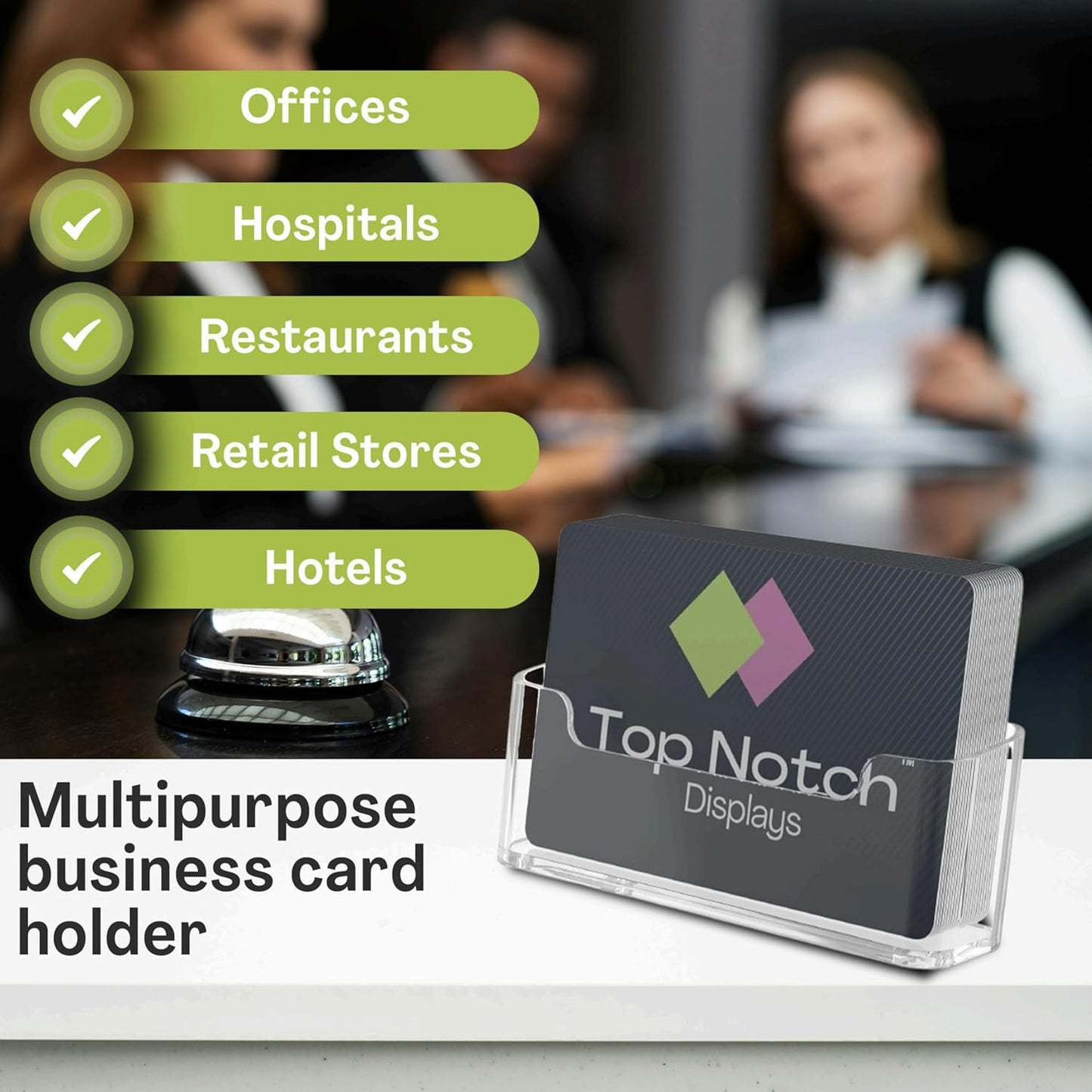 Acrylic Business Card Holder for Desk - Gift & Business Card Display Stand, Sleek & Durable Card Holder Display for Office, Home & Retail Use, Fits 50 Business Cards, 6 Pack - Clear