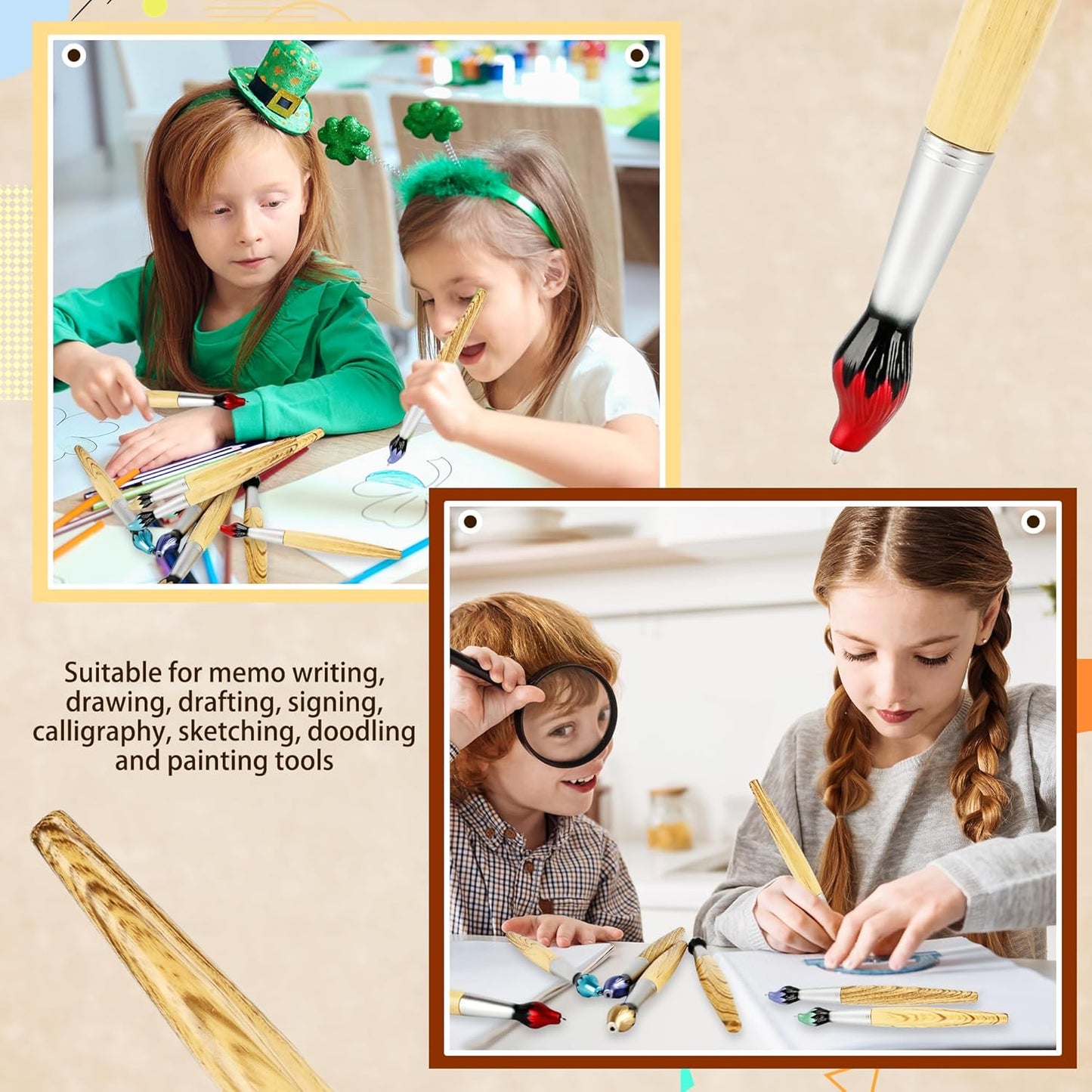 25 Pcs Paint Brush Pens Brush Shape Ballpoint Pen Novelty Paintbrush Blue Ink Pens for Artists School Office Stationery, 5 Colors