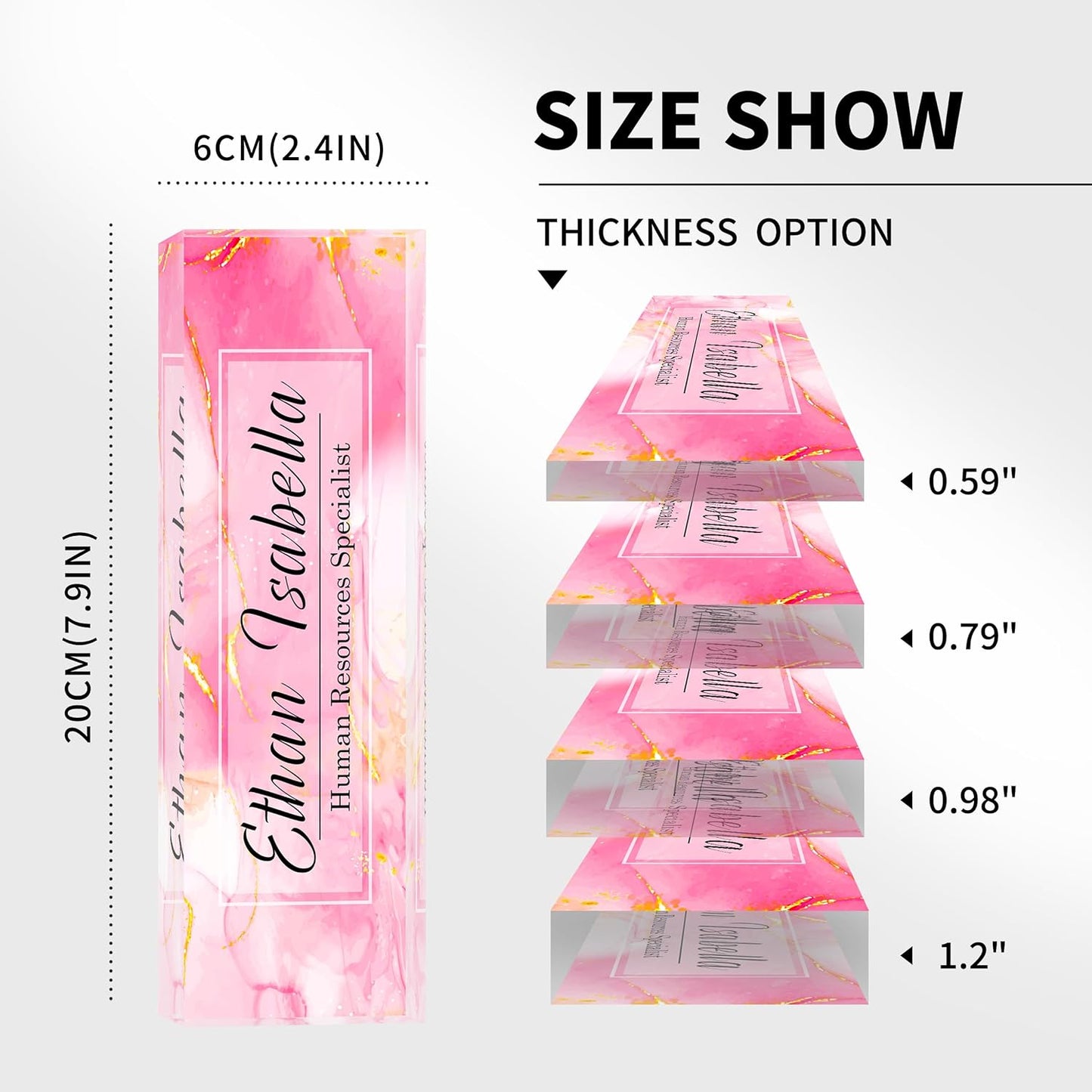 Name Plate for Desk, Custom Desk Name Plate Personalized, Office Desk Decor for Women and Men, Employee Appreciation Gifts Office Gifts for Boss, Manager, Teacher, Nurse (Pink Marble)