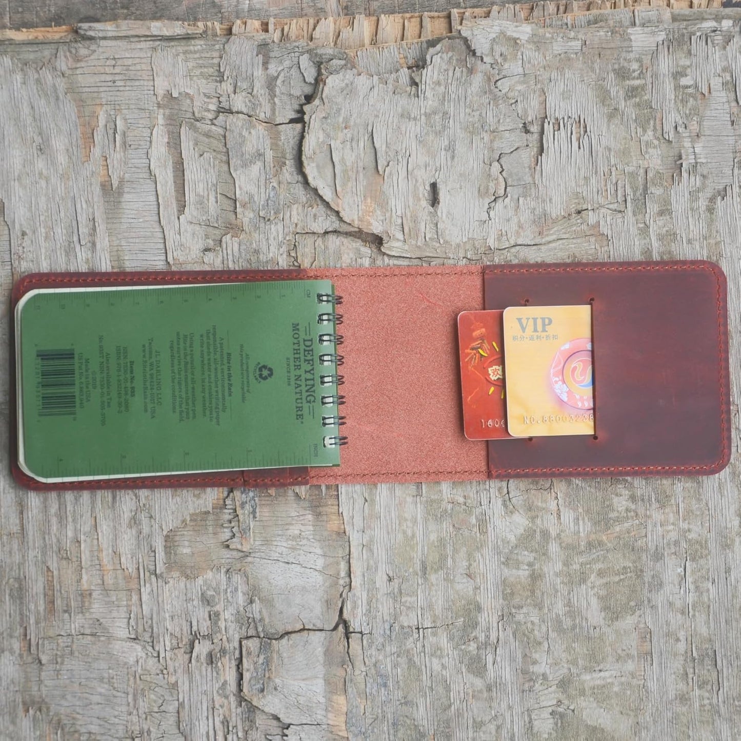 JJNUSA Leather Cover for Rite in the Rain Spiral Notebooks 3" x 5" Distressed Genuine Leather Cover for Memo Notebook Cover Pocket Notebook 3" x 5" (Red)