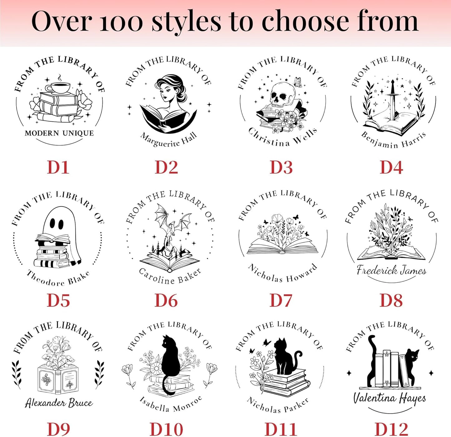 Easycosy Personalized Book Embosser | Custom Embosser & Stamps from The Library of | Book Stamp Personalized with Your Name & Choice Birthday Gifts for Book Lover(Book 2)