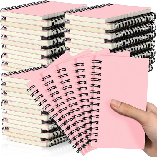 Jutom 54 Pcs Small Spiral Notebooks Memo Pads 3x5 Bulk Small Pocket Notebooks Mini Notepads with Lined Pages Mini Journals for Office Back to School Work Writing Supplies, 120 Pages (Pink)