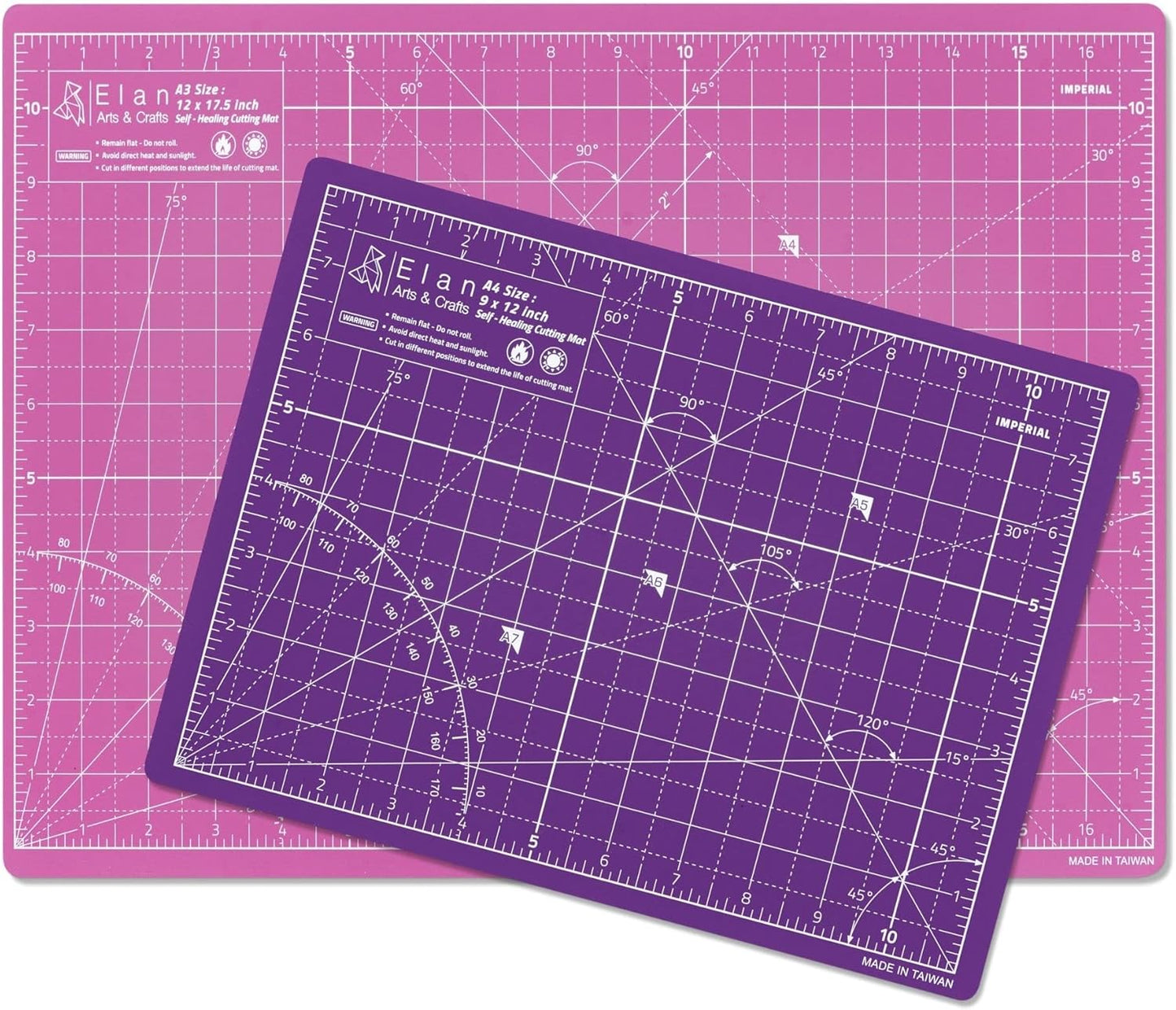 Elan Cutting Mat A3 Pink & Purple, Self Healing Cutting Mat 12x18 Inch, 5-Ply Craft Board Pink, Hobby Board for Crafts 12x18 Inch
