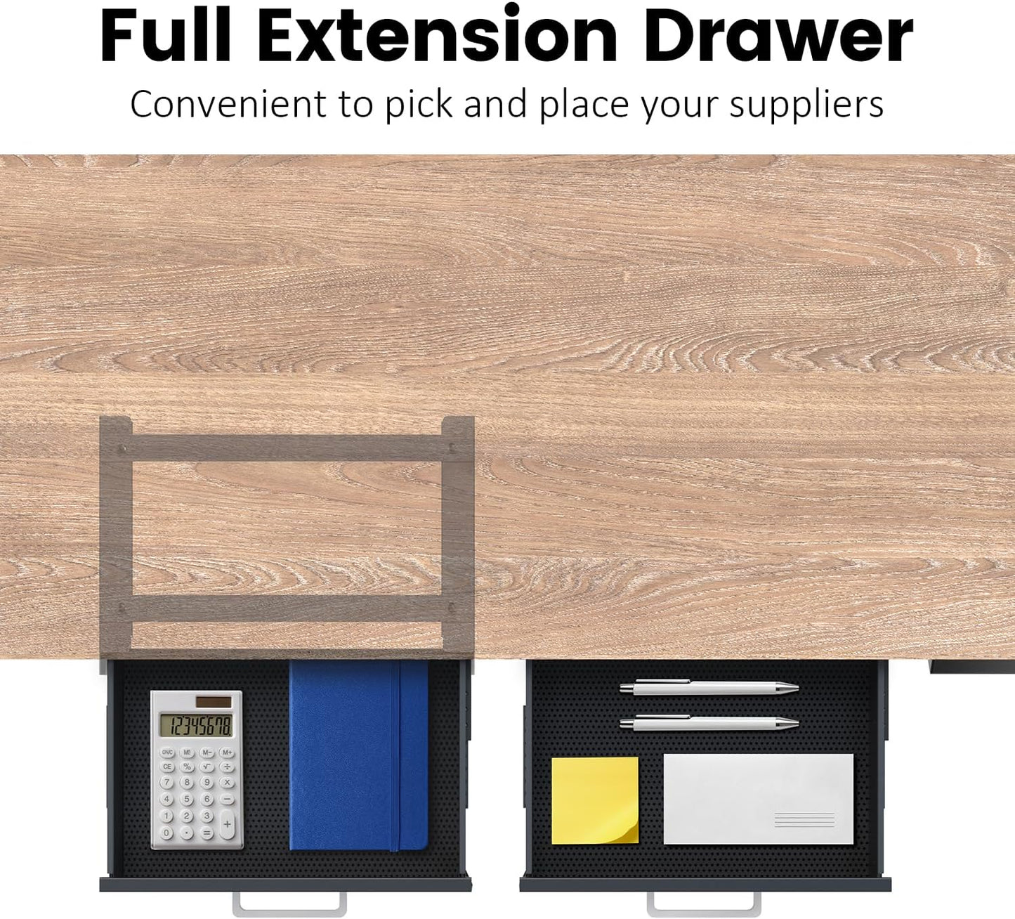 UNITEDPOWER Under Desk Drawer Storage, Pull-Out Office Hidden Counter Drawer, Metal Sliding Organizer Mount Below Table for Standing Electric Adjustable Height Desk, Black