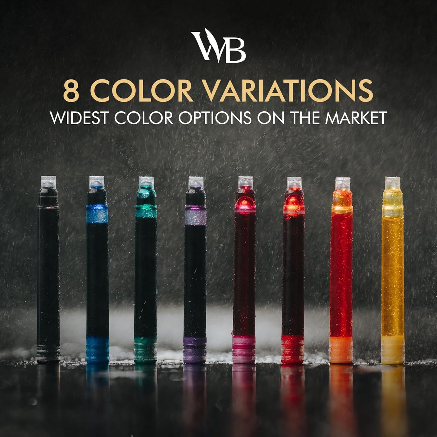 Wordsworth & Black 24 Pack Fountain Pen Ink Refills - SET OF 24 BLACK Ink Cartridges - International Standard Size - Length Appr 1.5" - Base Diameter Appr 0.24" - Disposable and Generic