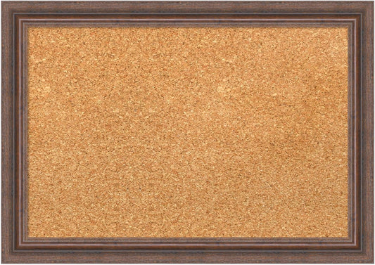 Amanti Art Natural Cork Board for Wall, 14x20 Vision Board with Brown Wood Frame, Small Corkboard Office Decor for Home Organization, Country Rustic Corkboard Pinboard to Display Items for Home