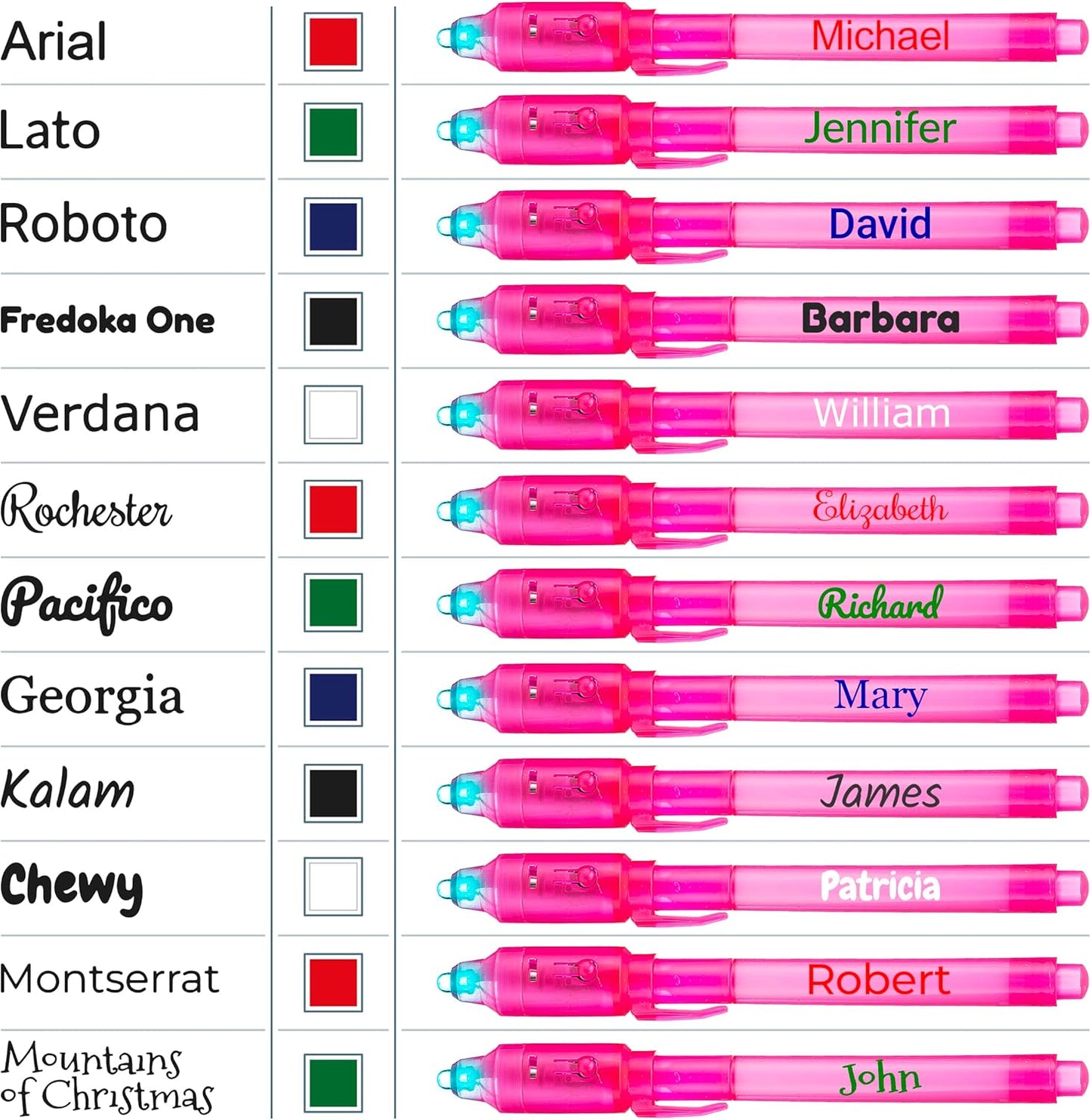 Personalized Invisible Disappearing Ink Pen Marker, Custom Secret Spy Message Writer with UV Light, Fun Activity Entertainment for Kid Party Favors Ideas Gifts and Stock Stuffers, 12 Pack, Pink