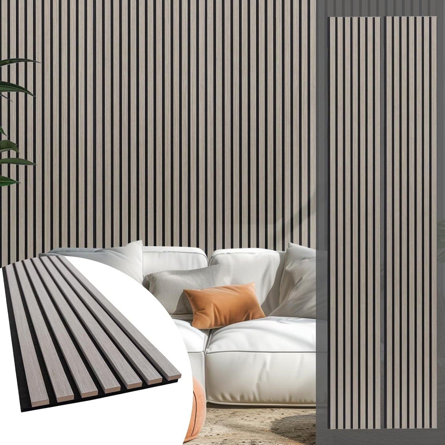 Yuzzy Wood Panels for Wall and Ceiling - 108 x 11 Inch Wood Slat Acoustic Panels 2 PCS - Modern Sound Absorbing Wall Panels for Interior Wall Decor for Home, Office, Studio - Rustic Gray Oak