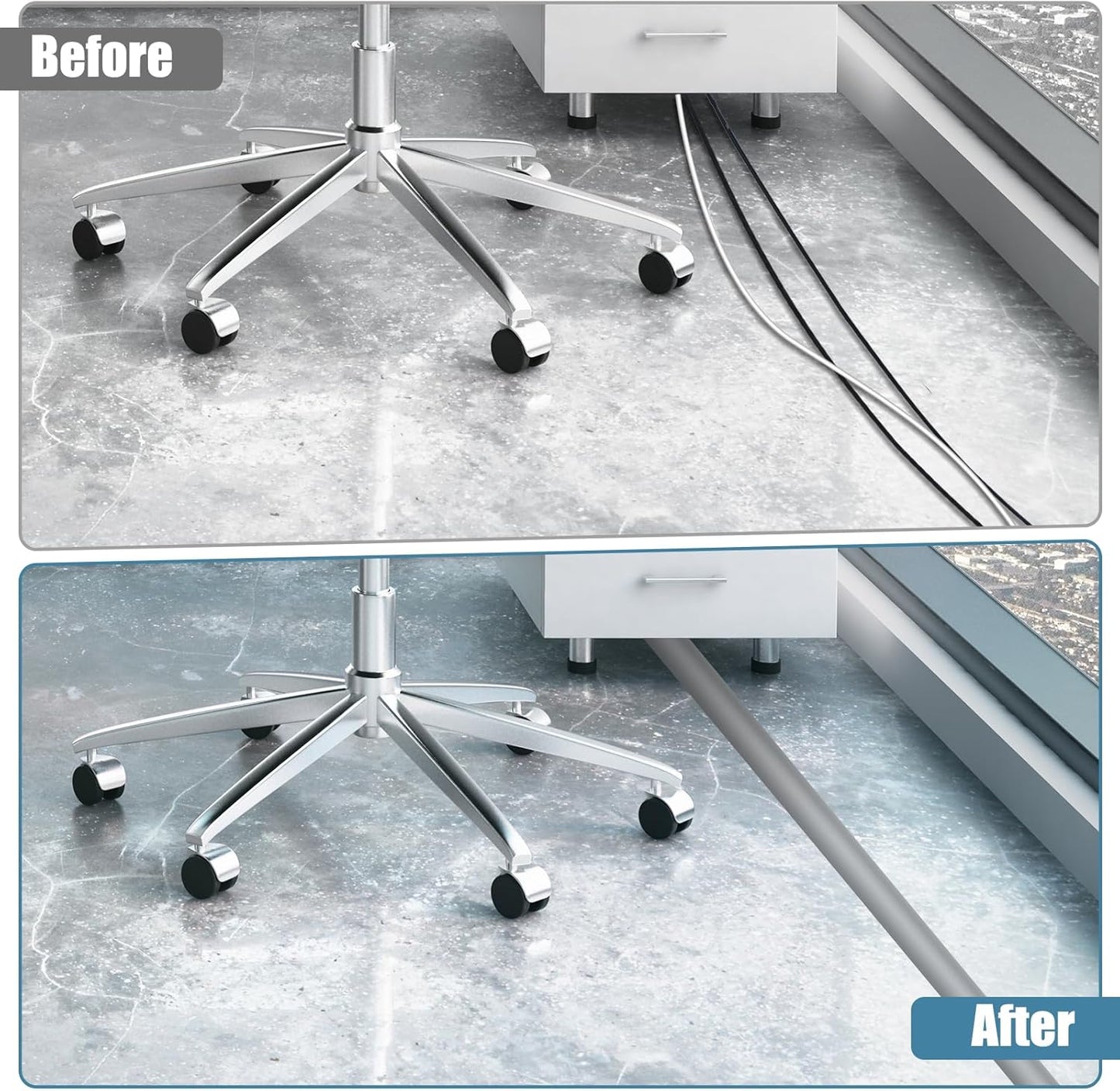 Floor Cord Covers for Wires 10FT Cable Hider Wire Coverr Self Adhesive Cord Hider Floor for Offices, Homes, Workshops, Warehouses Cable Cavity 0.51" W x 0.31" H