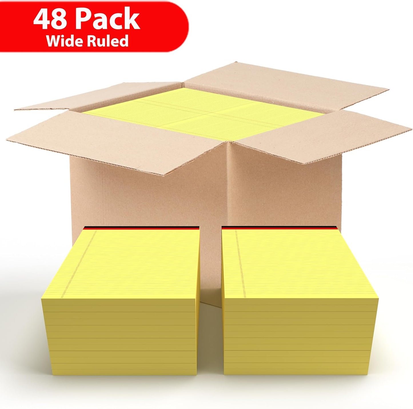 E-CLIPS USA Notepads, Legal Pads, Note Pads 8.5 x 11, Legal Wide Rule Notepad, Canaray, Chipboard Back, Writing Pad, Office Supplies, 50 Sheets Per Pad (48 Pack)