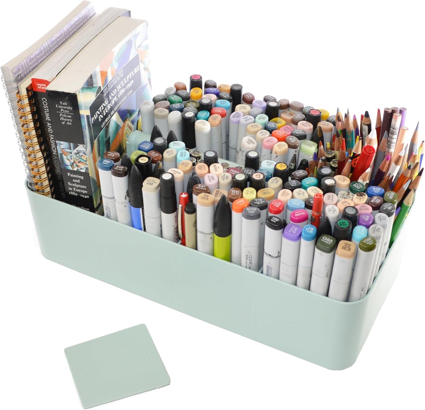 Portable Caddy Organizer - Stackable Plastic Caddy with Handle | Desk, Makeup, Dorm Caddy, Classroom Art Organizers (Made In Usa) (Mint/Ivory/Pink/Gray), OGMIX-4PACK