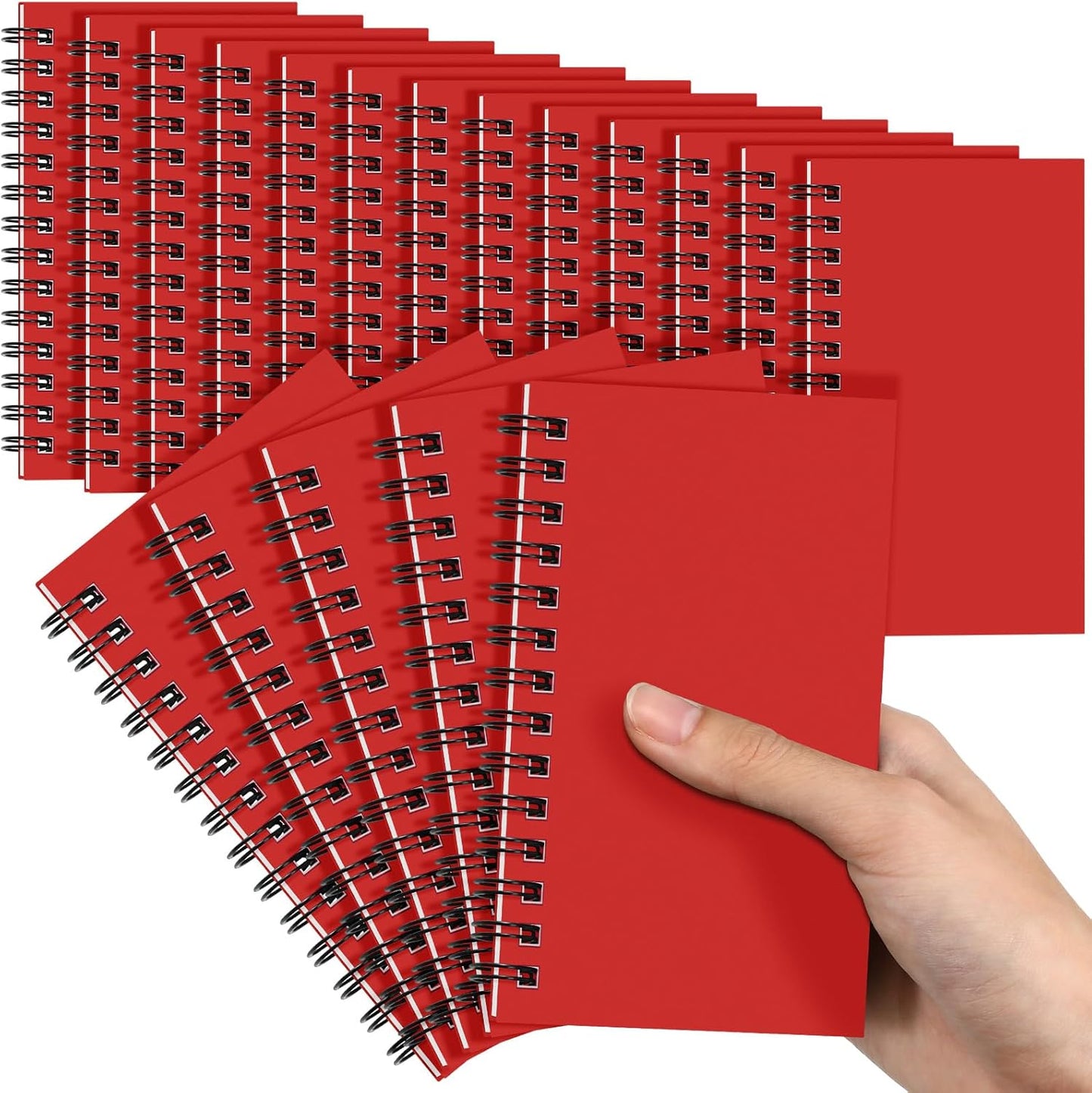 Jutom 18 Pcs Small Spiral Notebooks Memo Pads 3x5 Bulk Small Pocket Notebooks Mini Notepads with Lined Pages Mini Journals for Office Back to School Work Writing Supplies, 120 Pages (Red)