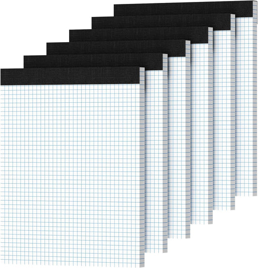 Graph Paper 8.5 X 11, 6 Pack, 4x4 Quad Ruled, Grid Paper Pad 8-1/2" X 11", Grid Pad 8.5 X 11.75, Engineering Notebook, Easy Tears Off, White 70 GSM Graft Paper